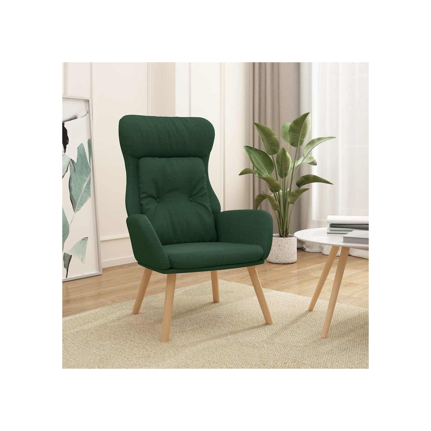 Chaise de relaxation Vert foncé Tissu