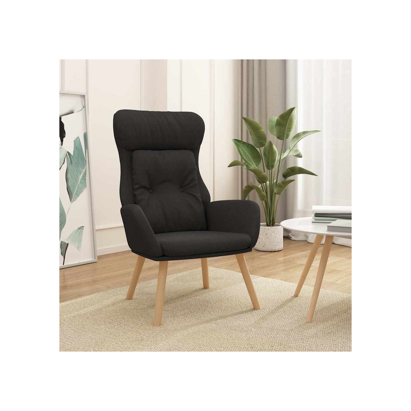 Chaise de relaxation Noir Tissu