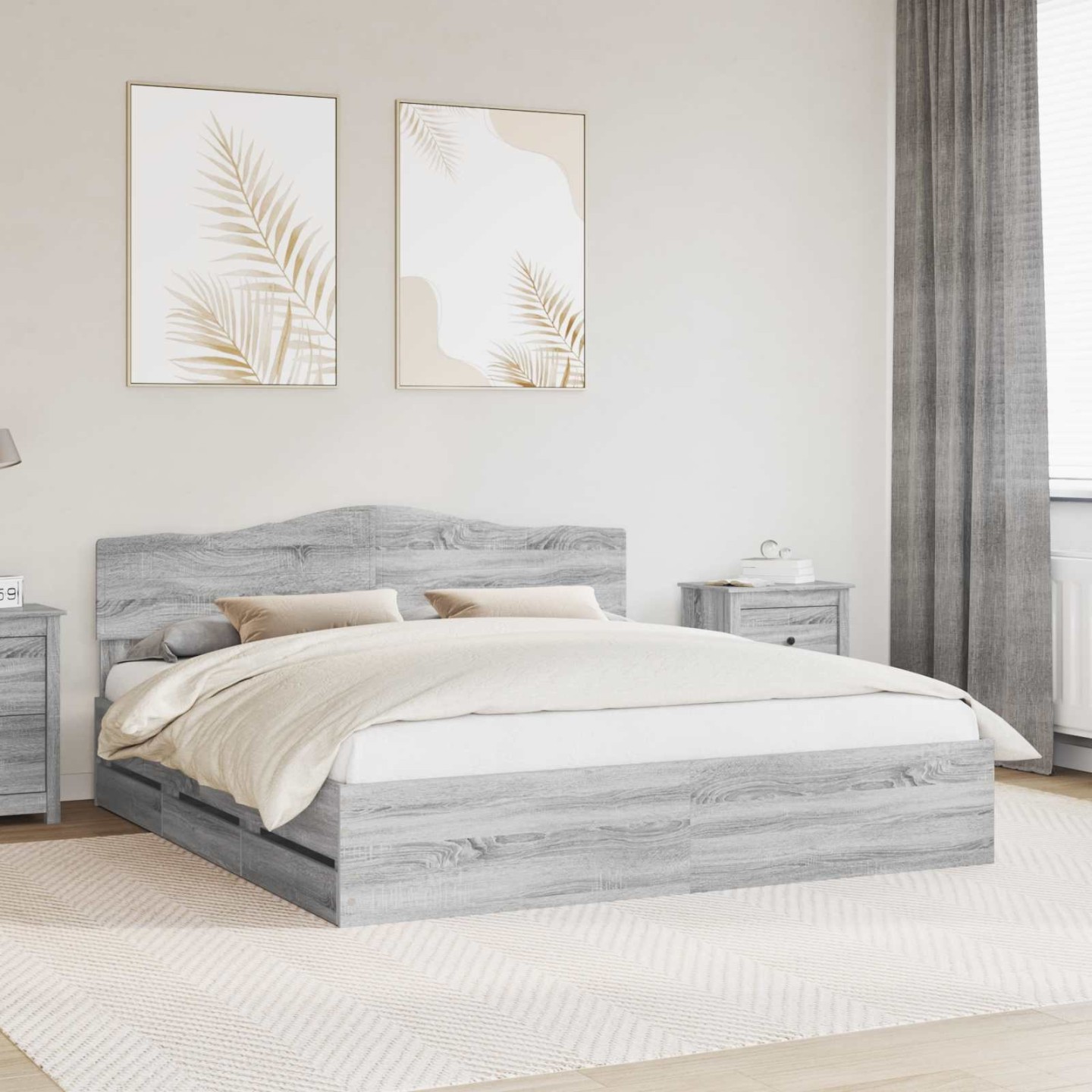 Cadre de lit Gris Sonoma 180 x 200 cm Bois Ingénierie