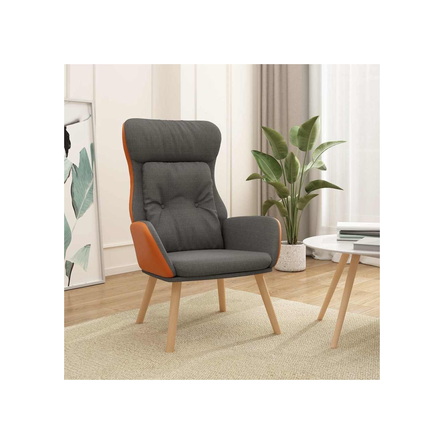 Chaise de relaxation Gris foncé Tissu et PVC