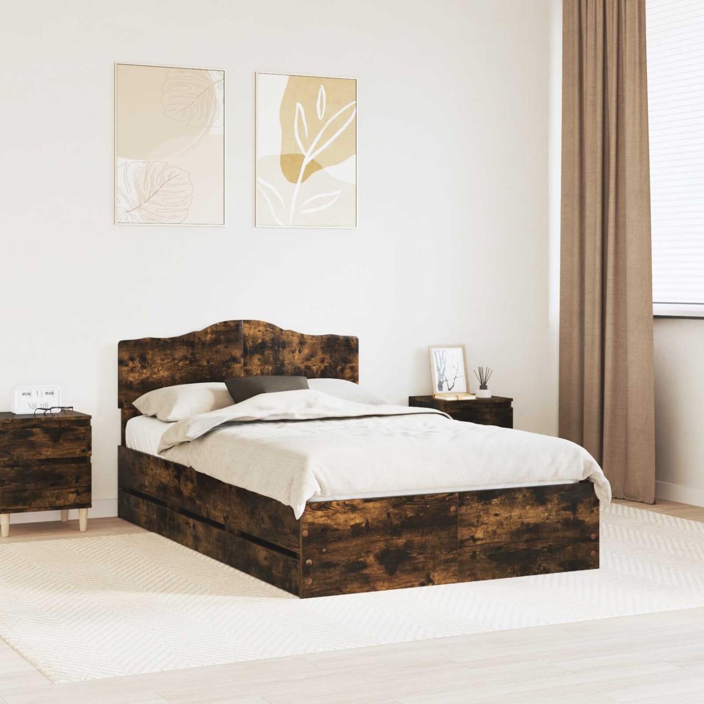 Cadre de lit Chêne fumé 120 x 190 cm Bois Ingénierie