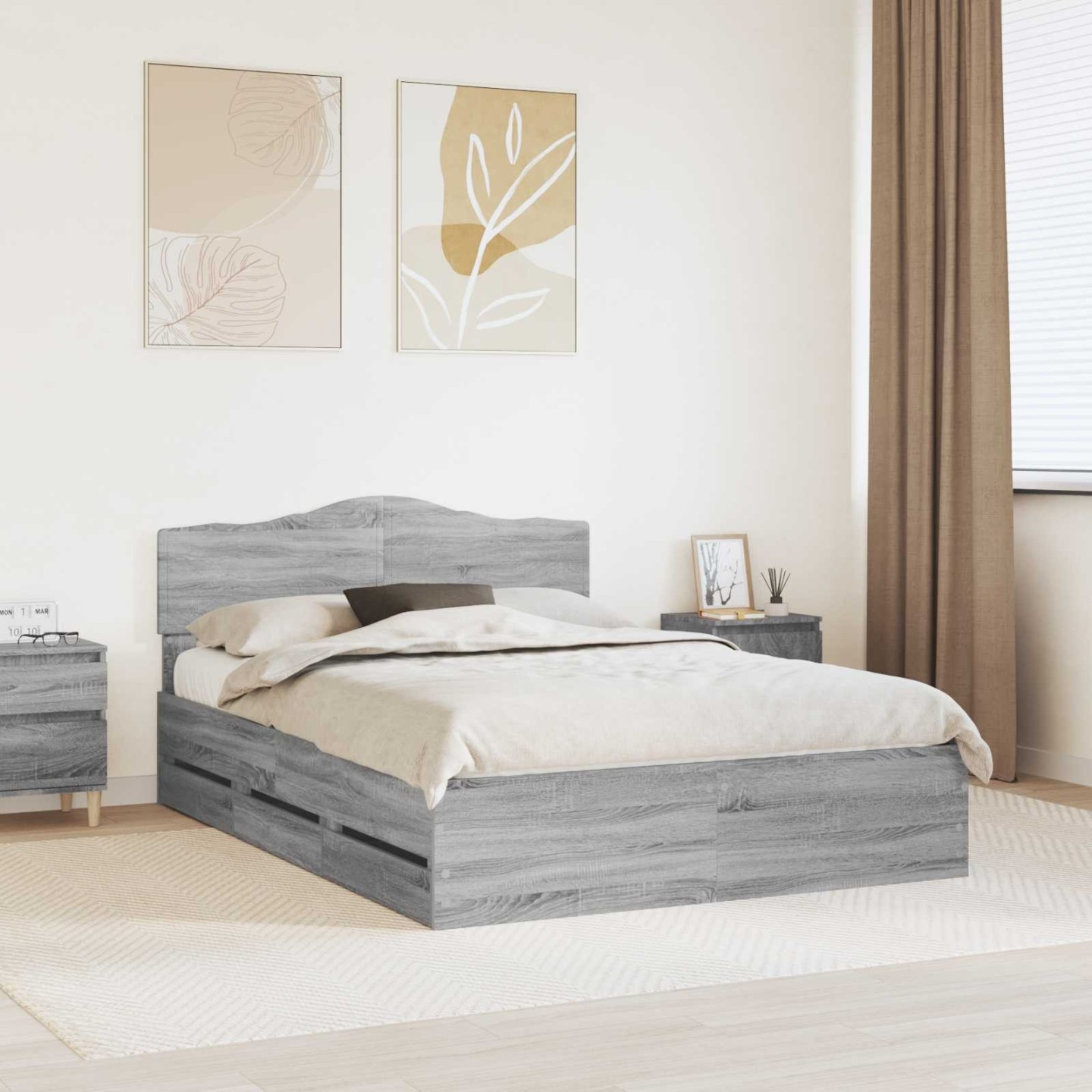 Cadre de lit Gris Sonoma 160 x 200 cm Bois Ingénierie