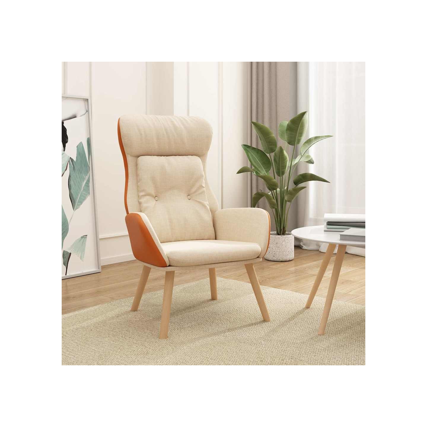 Chaise de relaxation Crème Tissu et PVC