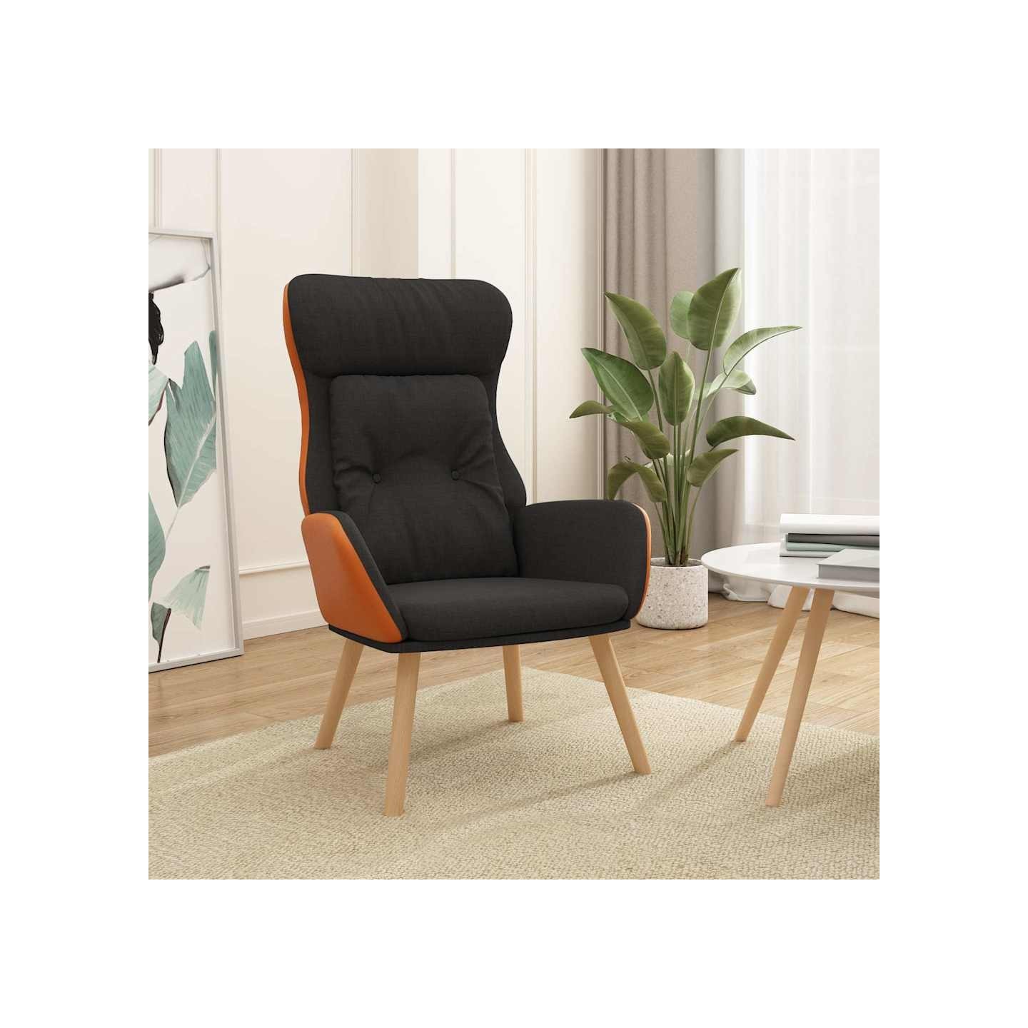 Chaise de relaxation Noir Tissu et PVC