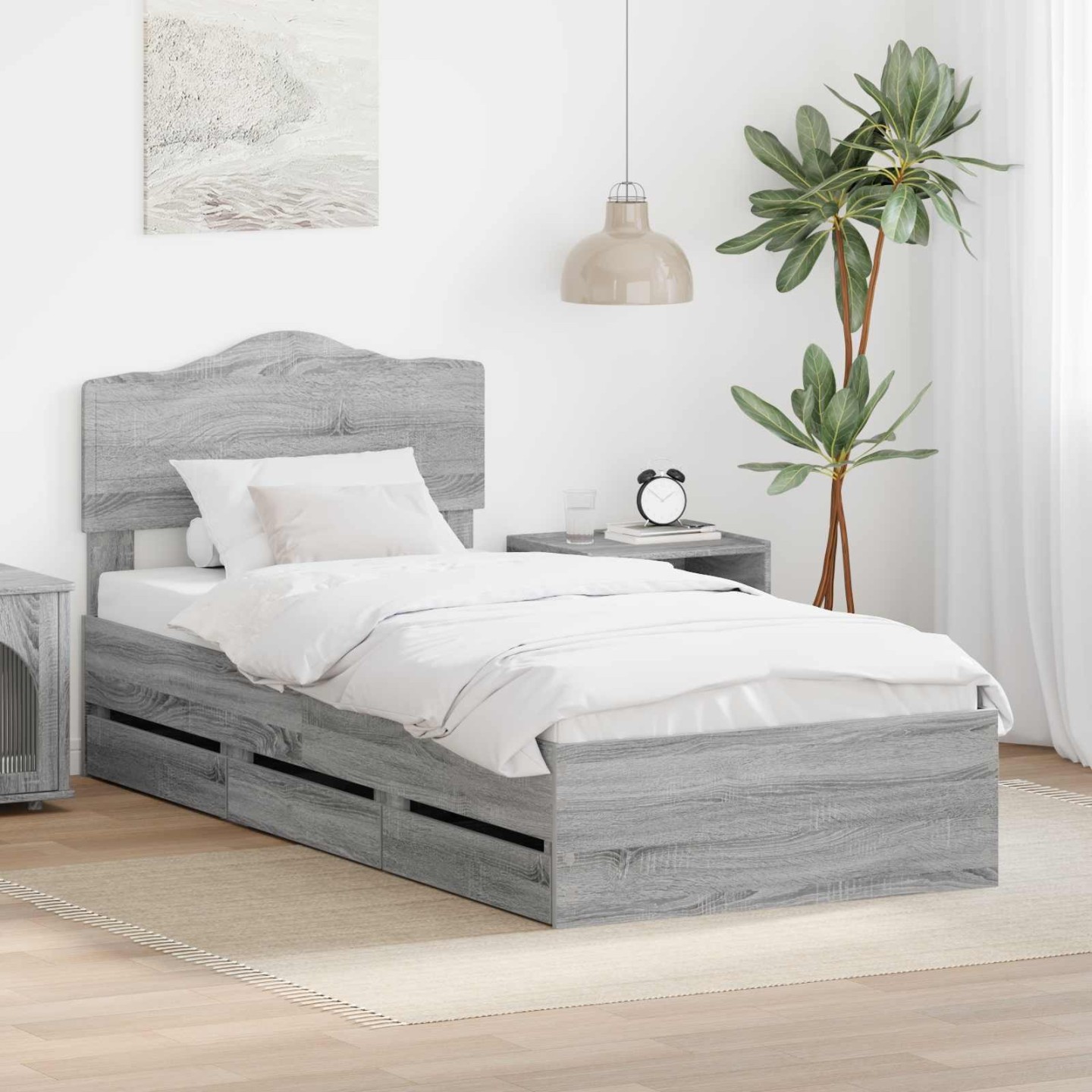 Cadre de lit Gris Sonoma 90 x 200 cm Bois Ingénierie