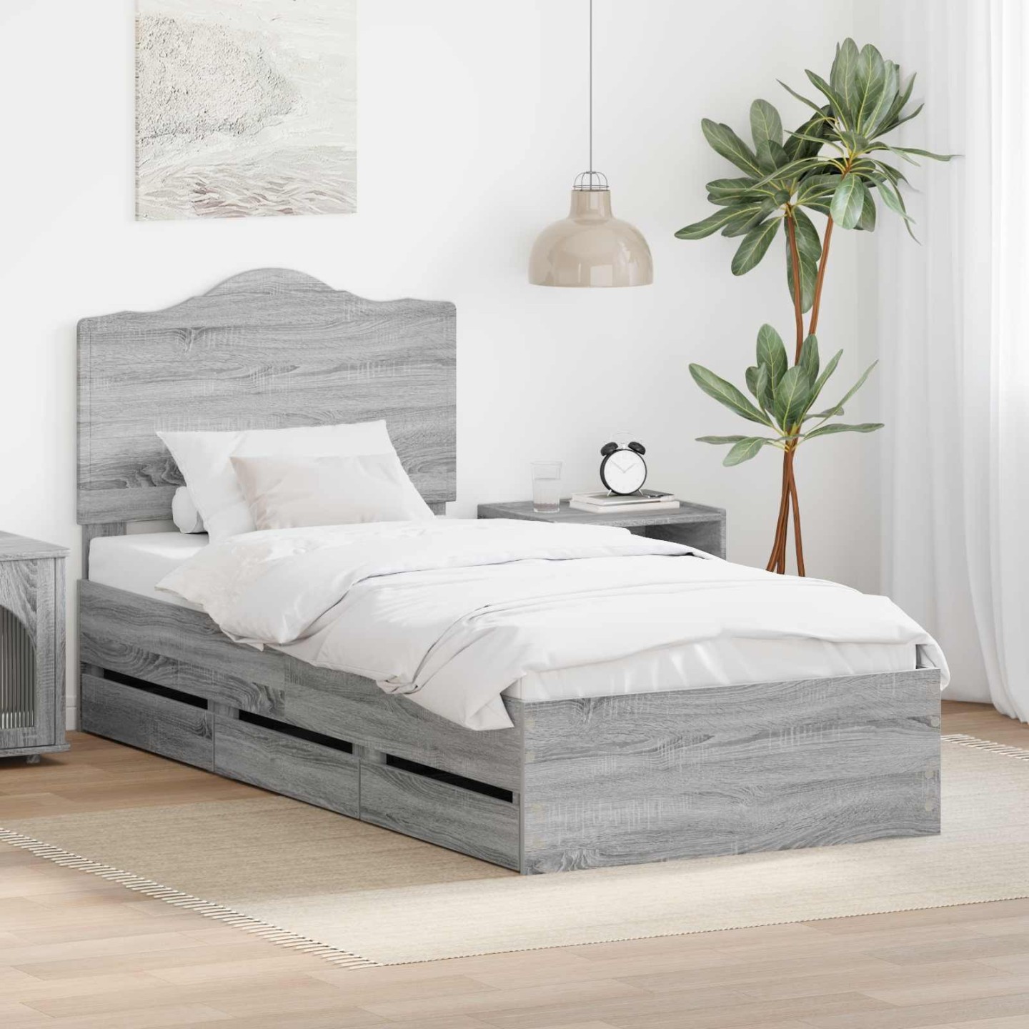 Cadre de lit Gris Sonoma 90 x 190 cm Bois Ingénierie
