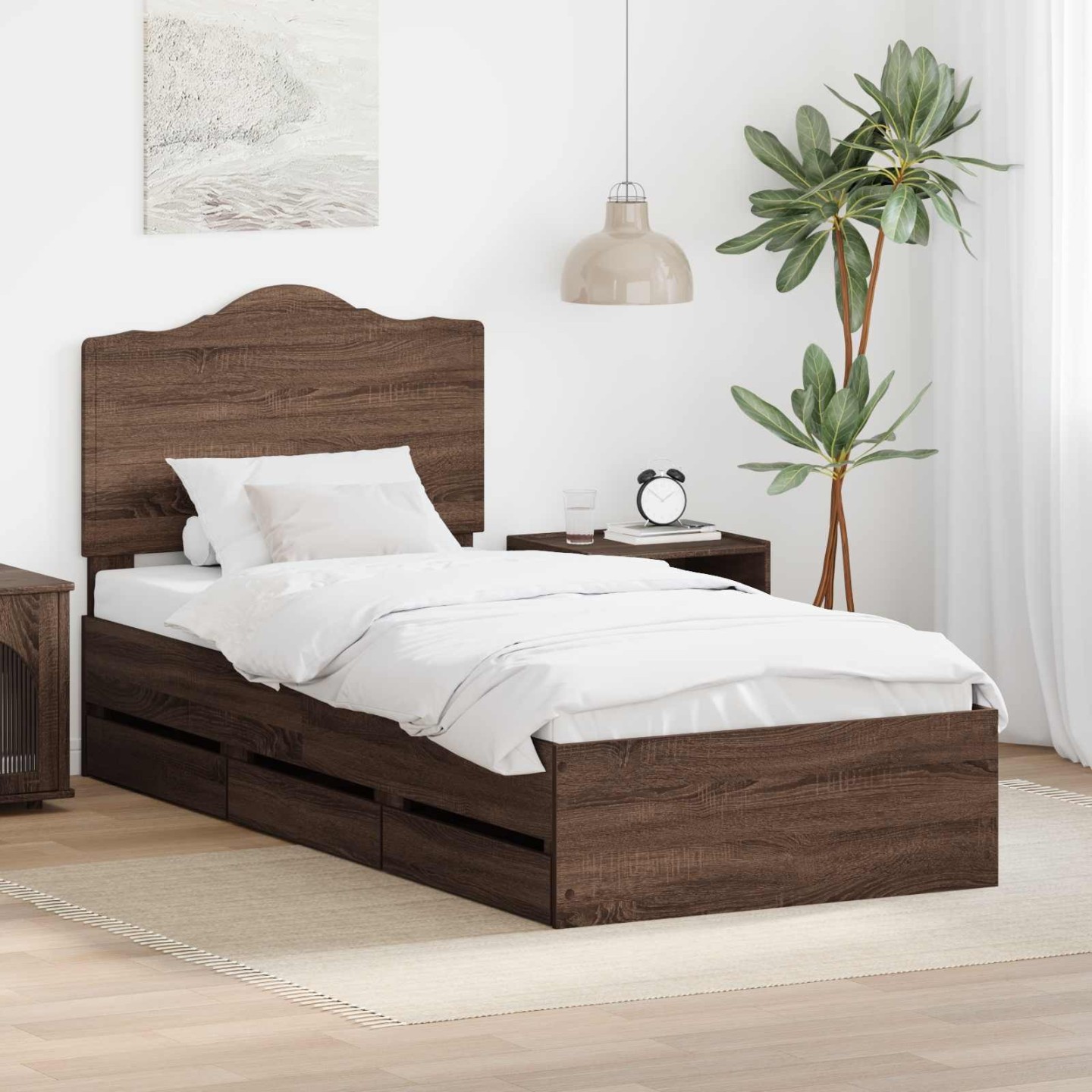 Cadre de lit Chêne brun 100 x 200 cm Bois Ingénierie