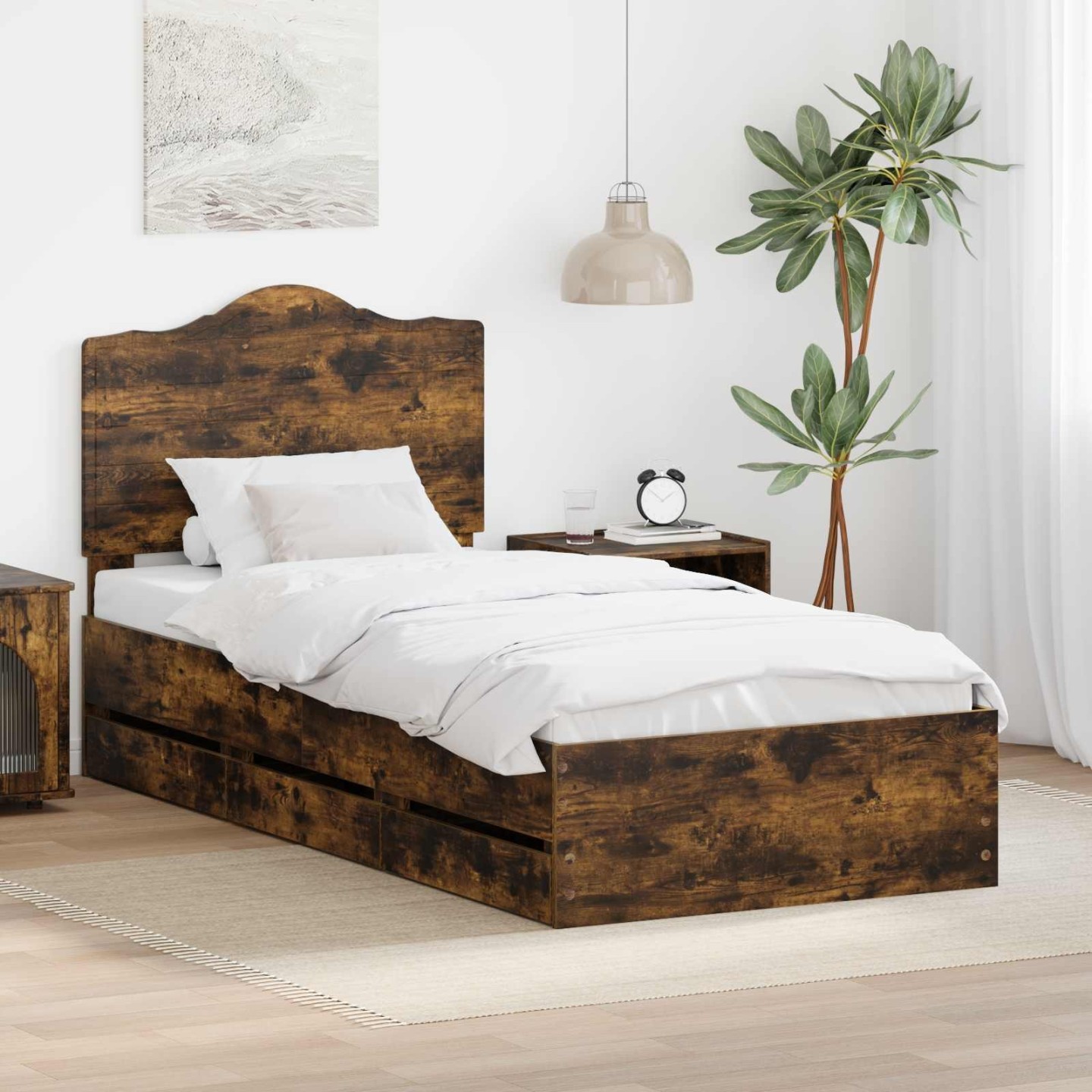Cadre de lit Chêne Fumé 100 x 200 cm Bois Ingénierie