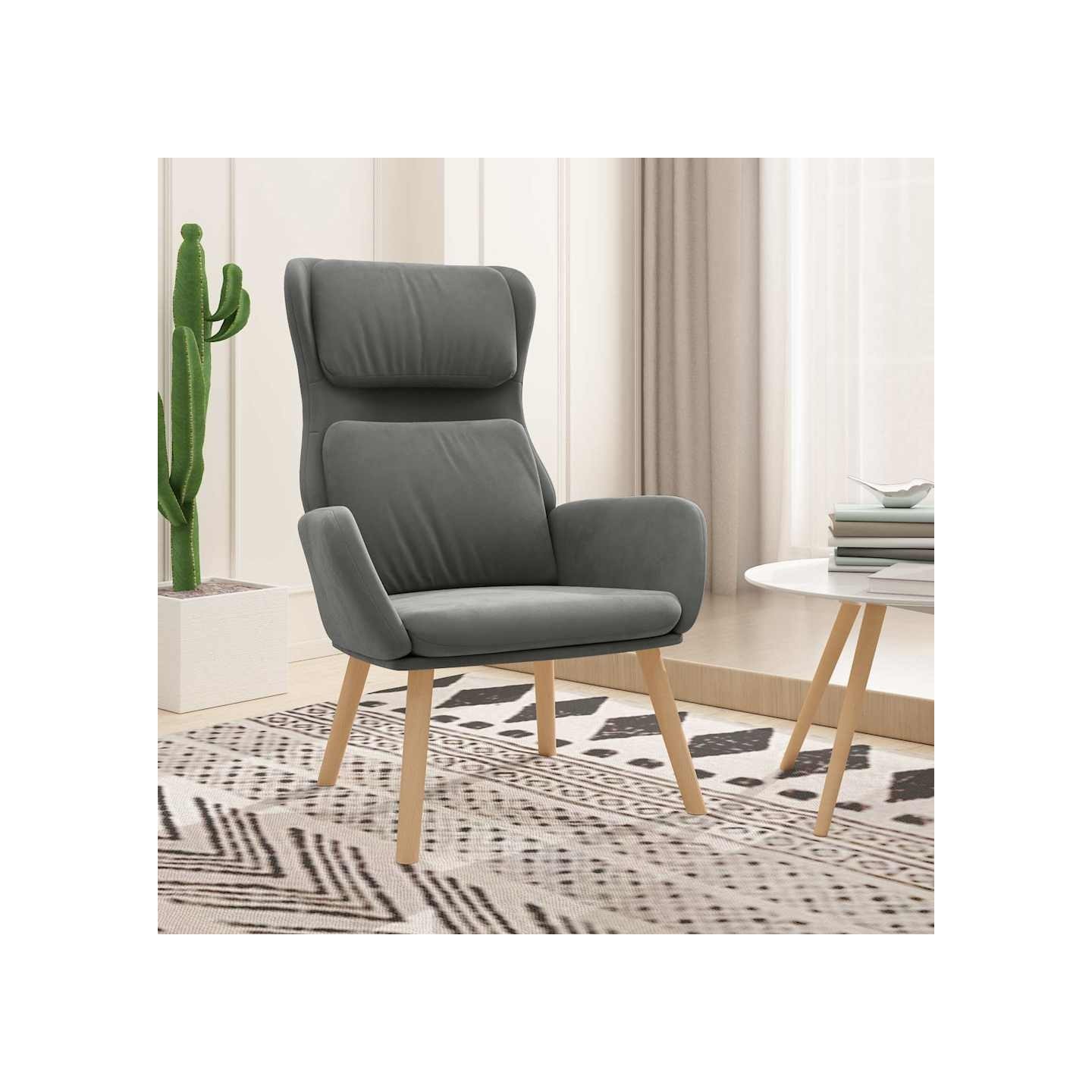 Chaise de relaxation Gris foncé Velours