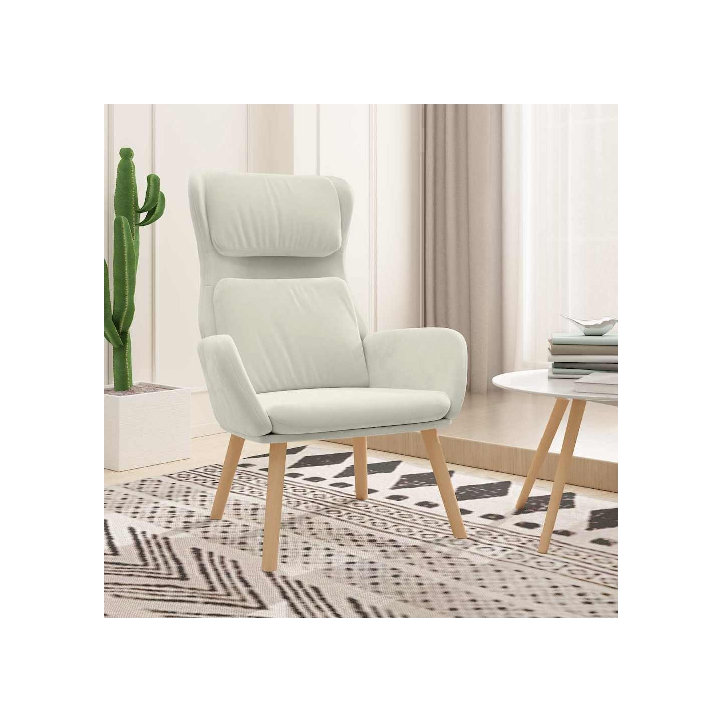 Chaise de relaxation Blanc crème Velours