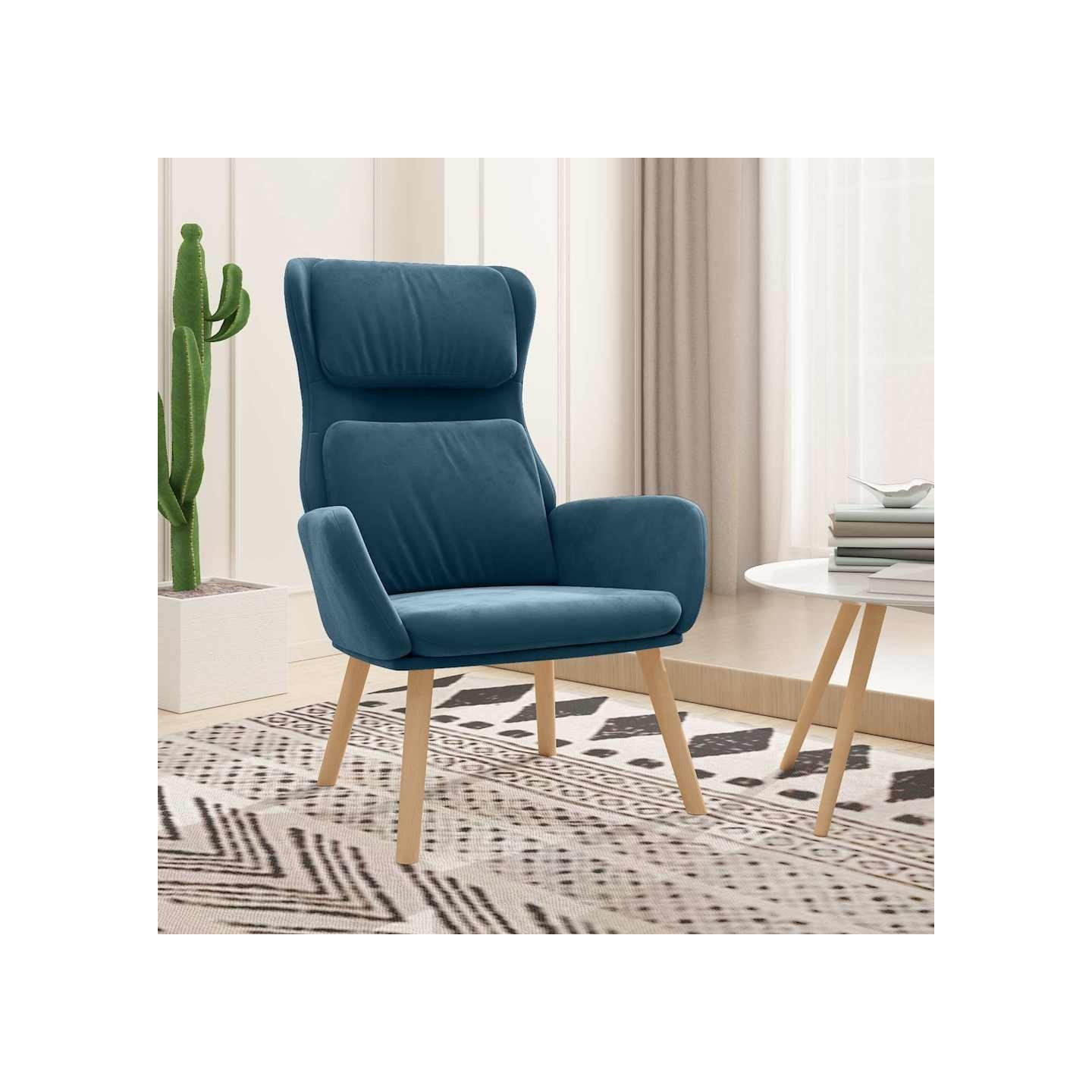 Chaise de relaxation Bleu Velours