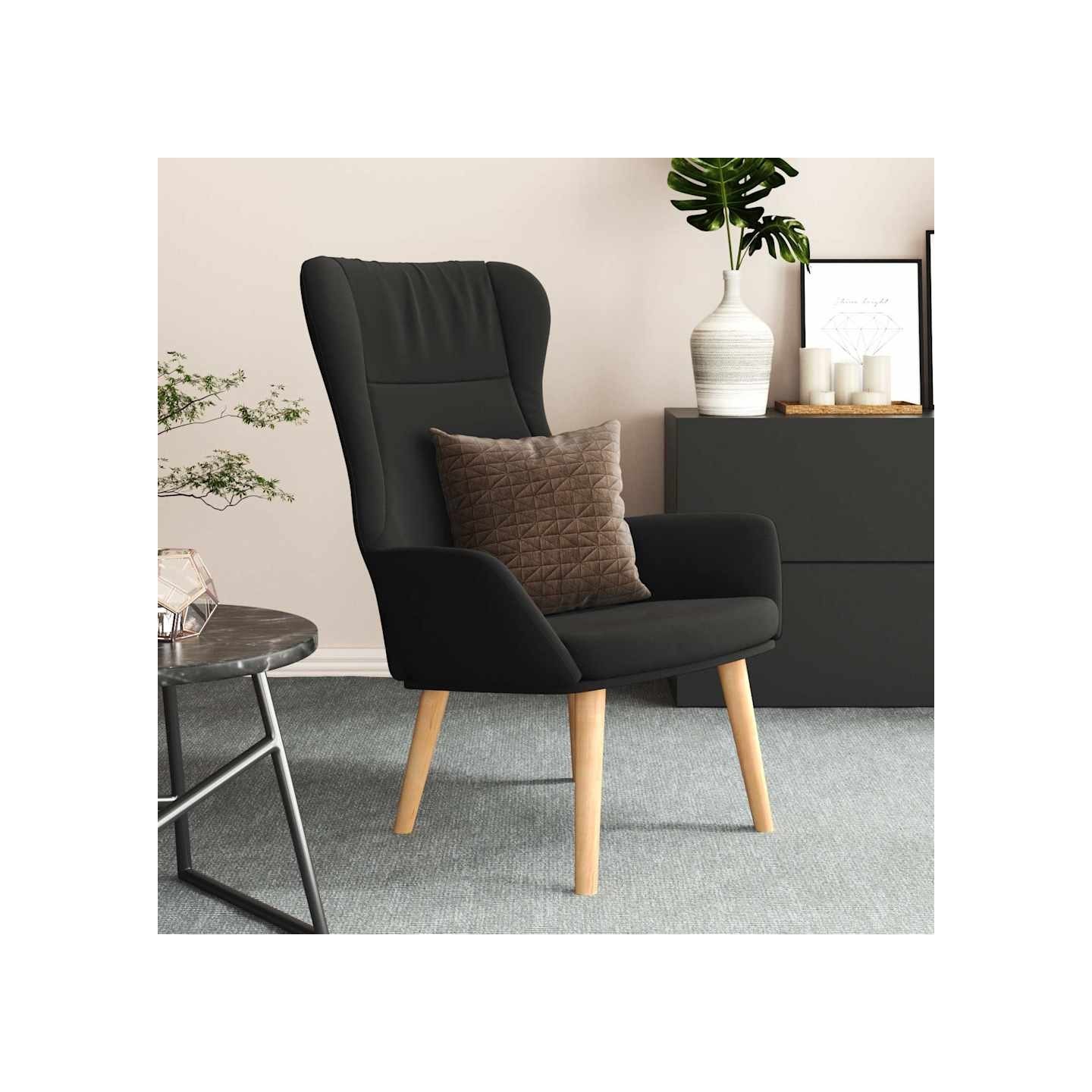 Chaise de relaxation Noir Tissu