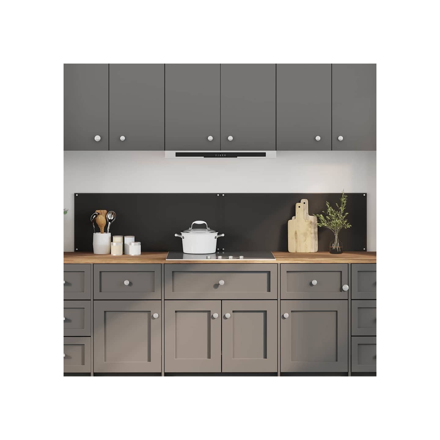 Crédence de cuisine 2 pc Noir 100 x 40 cm verre trempé