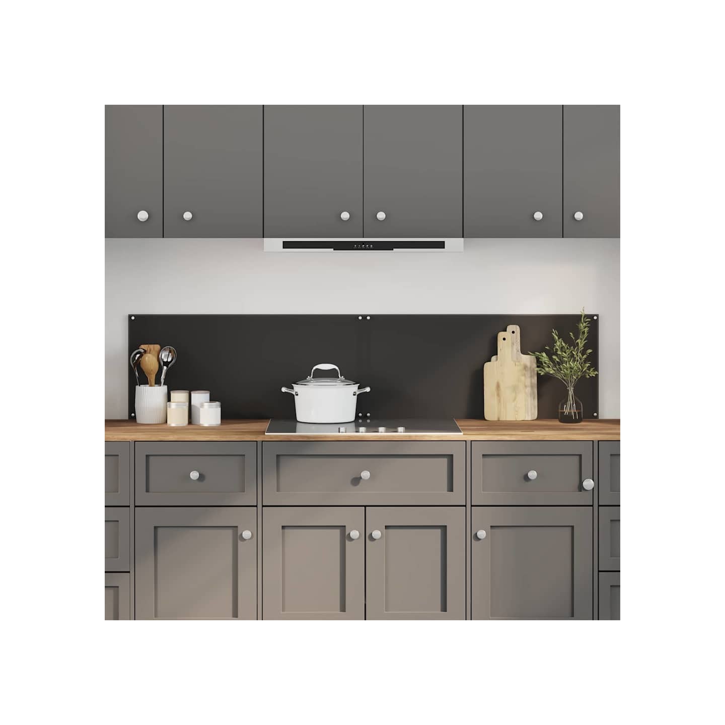 Crédence de cuisine 2 pc Noir 90 x 40 cm verre trempé