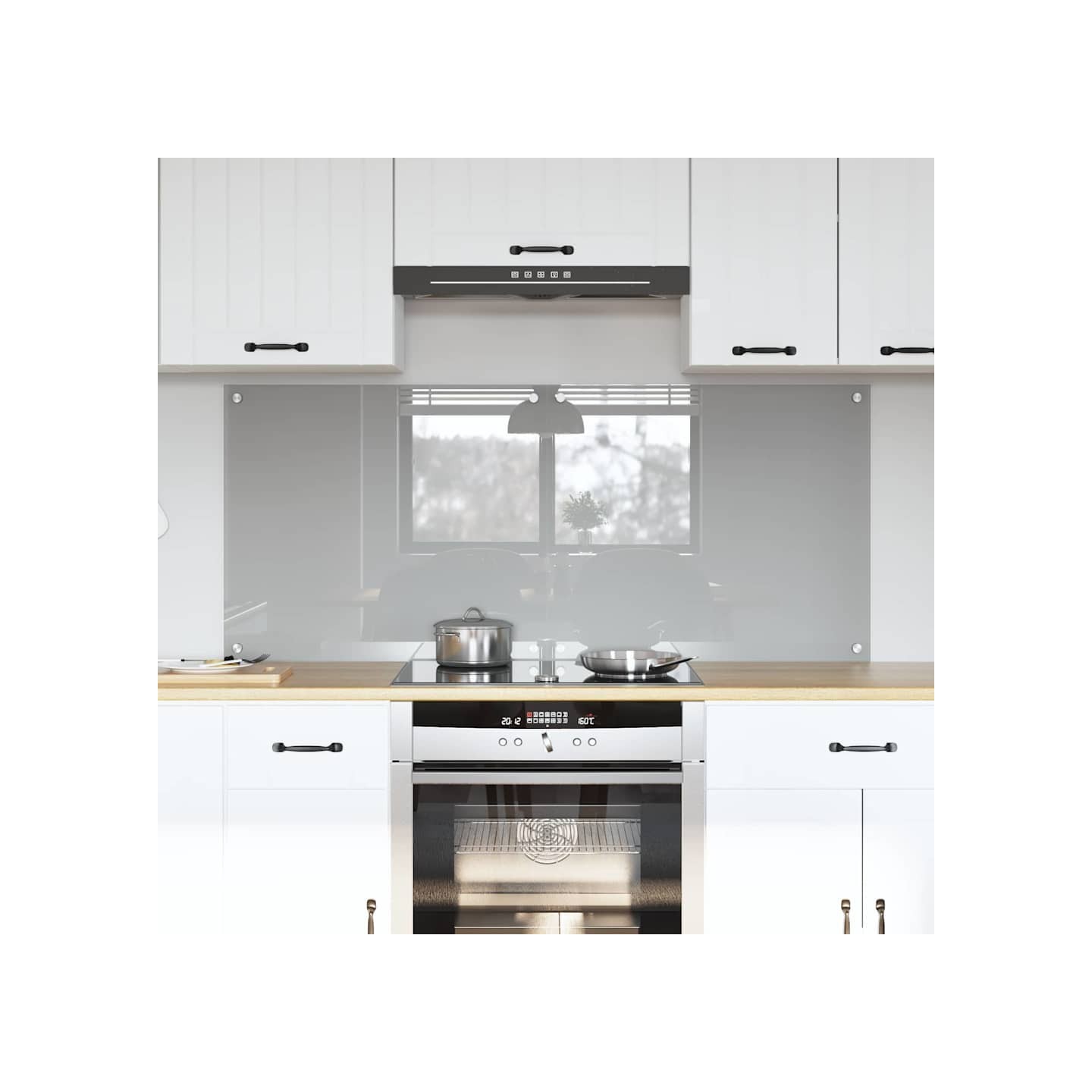 Crédence de cuisine 2 pc Gris clair 70 x 60 cm verre trempé