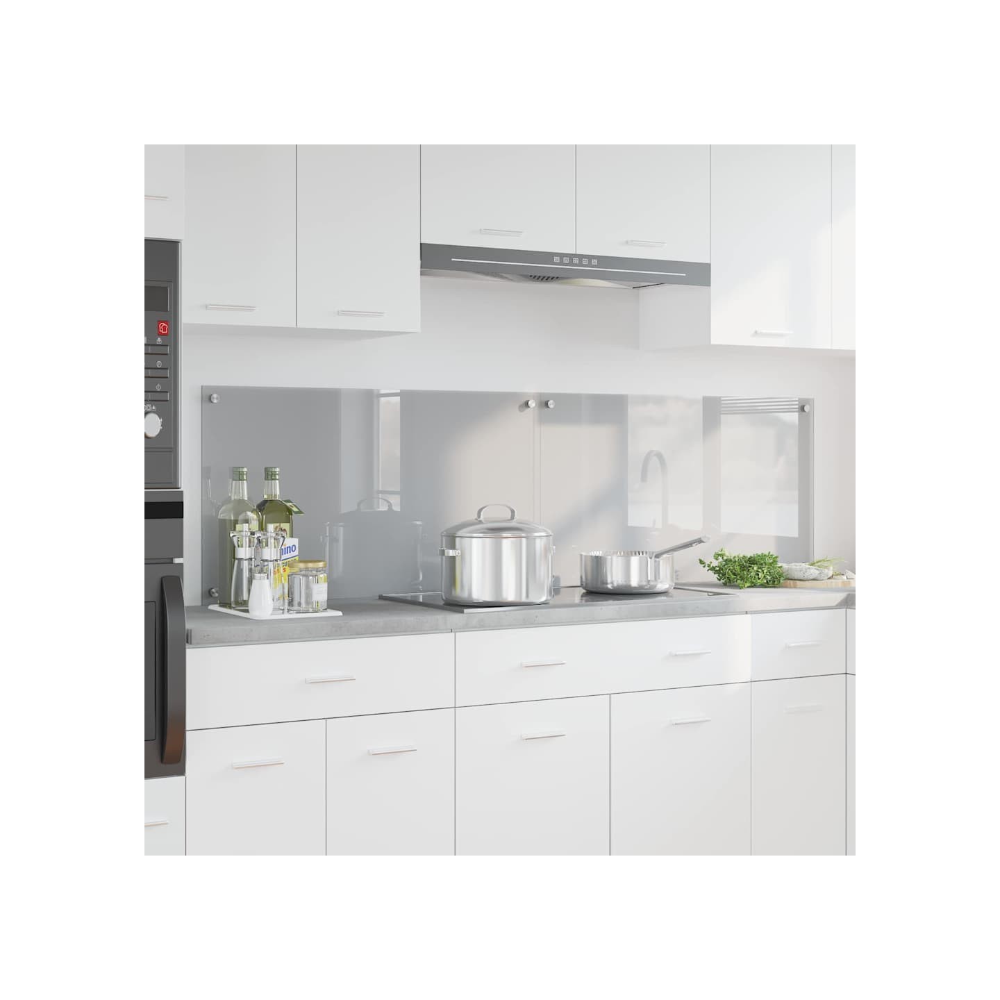 Crédence de cuisine 2 pc Gris clair 90 x 50 cm verre trempé