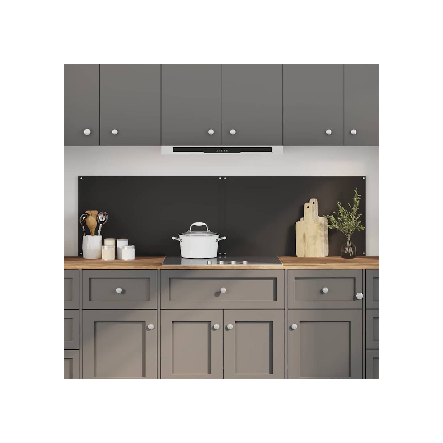 Crédence de cuisine 2 pc Noir 90 x 50 cm verre trempé