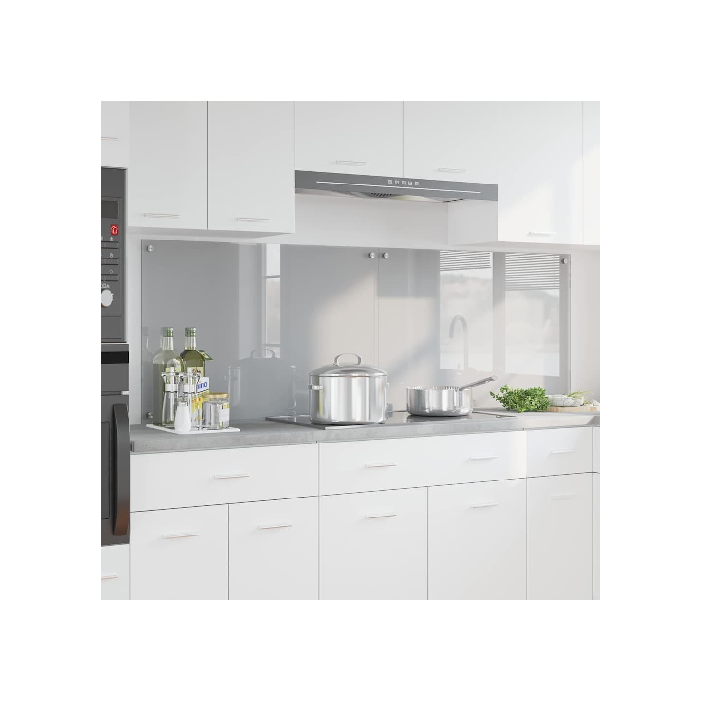 Crédence de cuisine 2 pc Gris clair 90 x 60 cm verre trempé