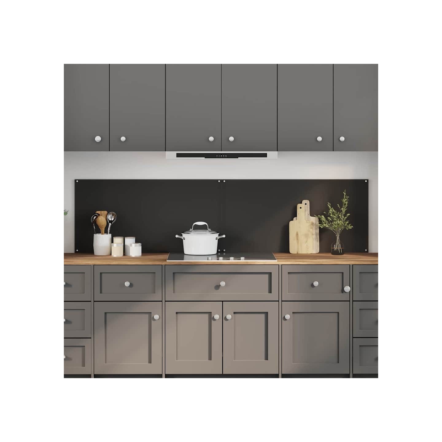 Crédence de cuisine 2 pc Noir 100 x 50 cm verre trempé