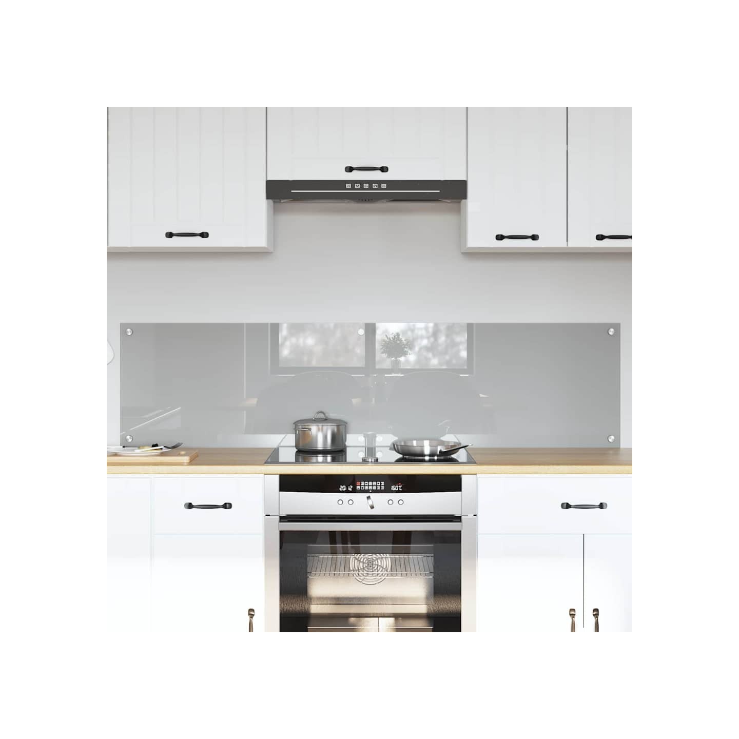 Crédence de cuisine 2 pc Gris clair 80 x 40 cm verre trempé