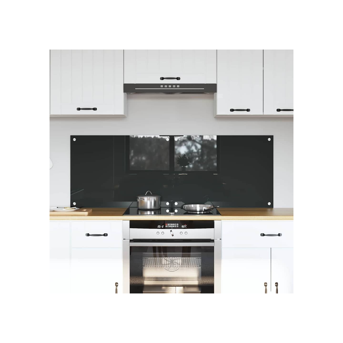 Crédence de cuisine 2 pc Gris foncé 70 x 50 cm verre trempé