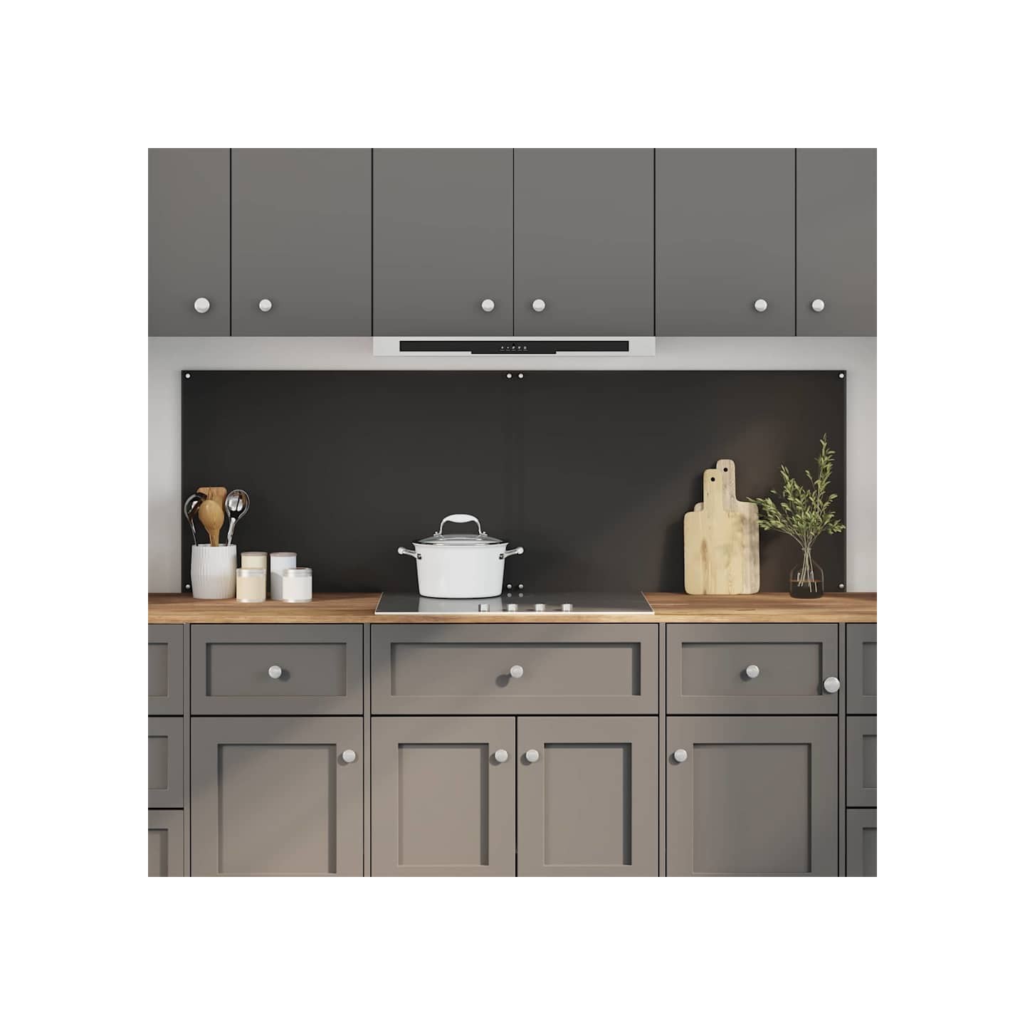Crédence de cuisine 2 pc Noir 90 x 60 cm verre trempé