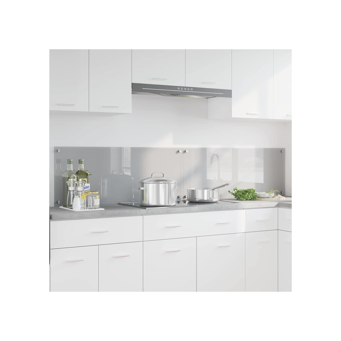 Crédence de cuisine 2 pc Gris clair 100 x 40 cm verre trempé