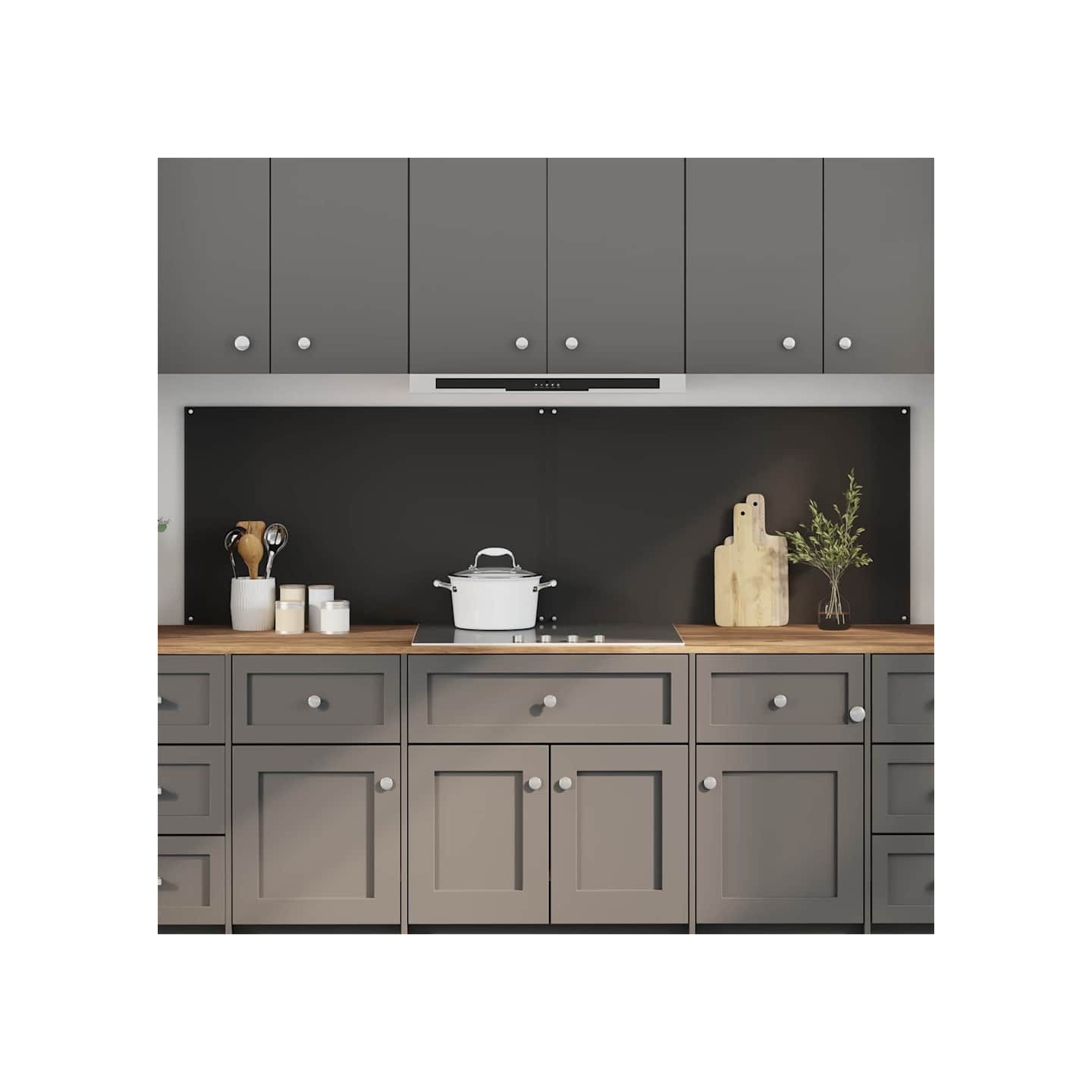 Crédence de cuisine 2 pc Noir 100 x 60 cm verre trempé
