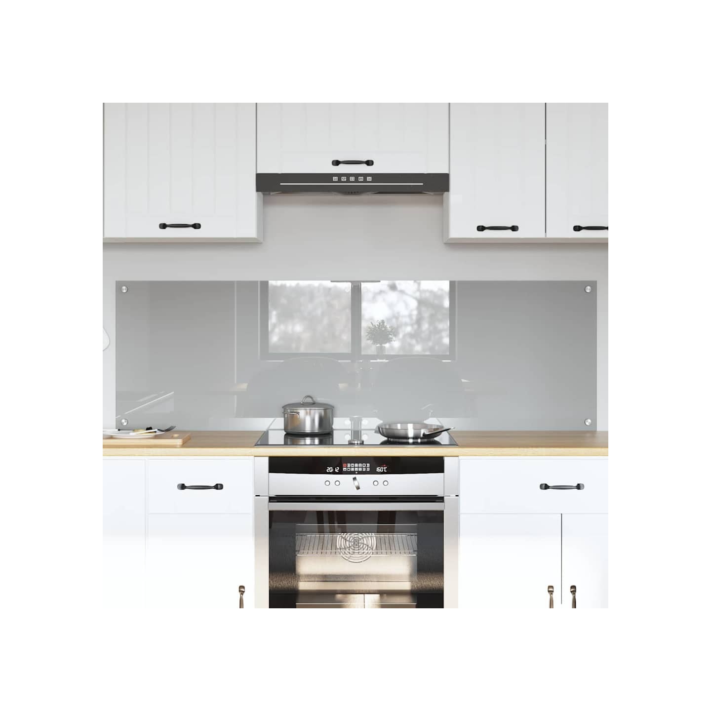 Crédence de cuisine 2 pc Gris clair 80 x 50 cm verre trempé