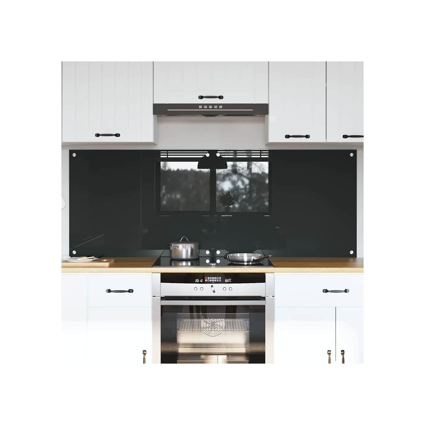 Crédence de cuisine 2 pc Gris foncé 80 x 60 cm verre trempé