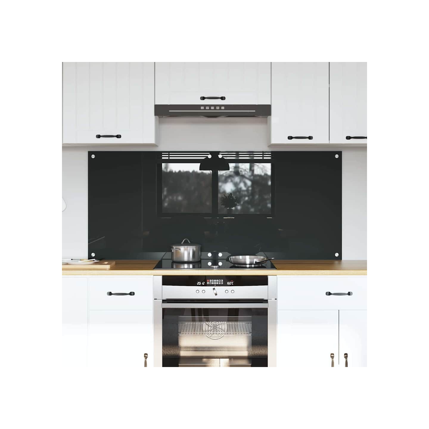 Crédence de cuisine 2 pc Gris foncé 70 x 60 cm verre trempé