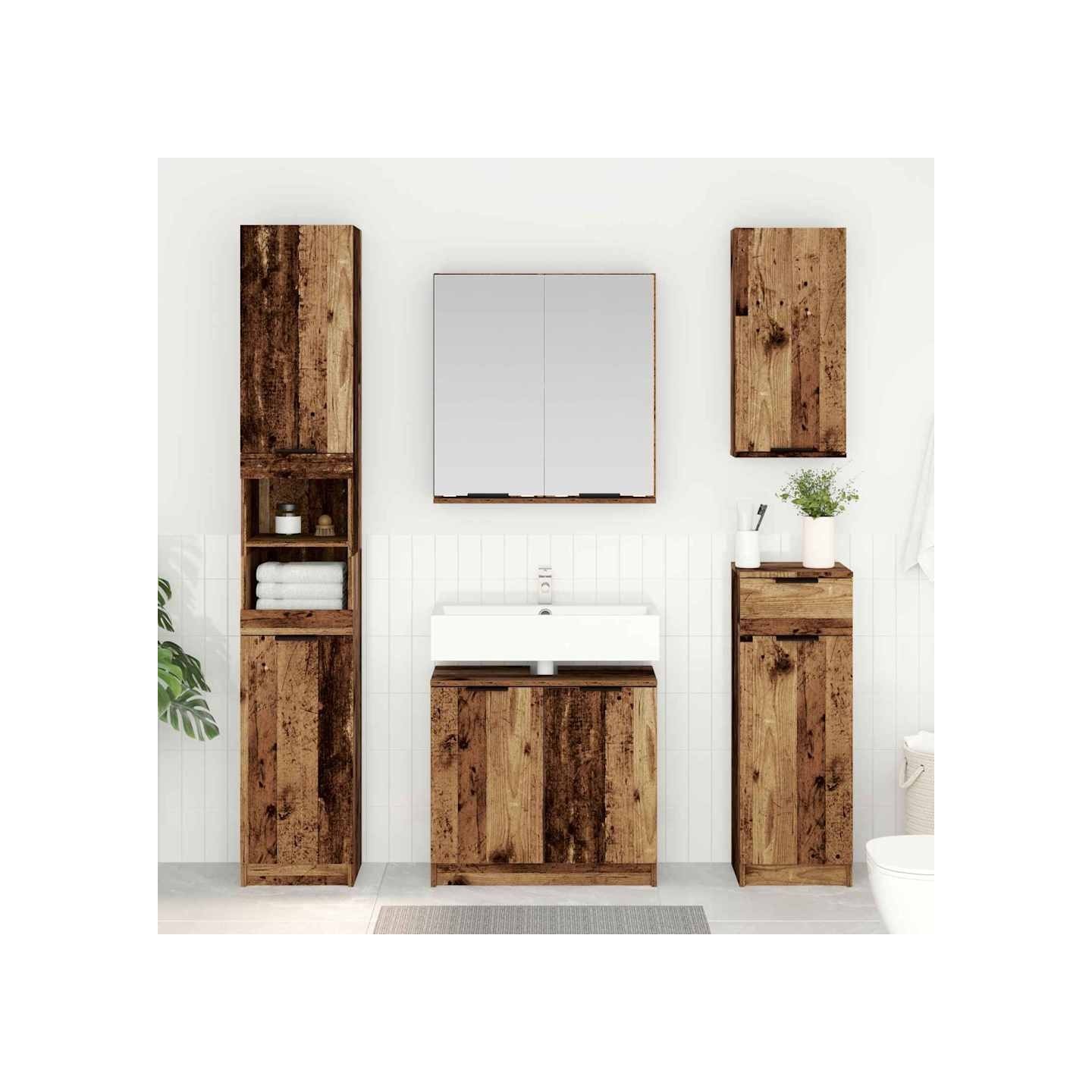 Ensemble de Meubles de Salle de Bain 3 pièces Bois Ancien