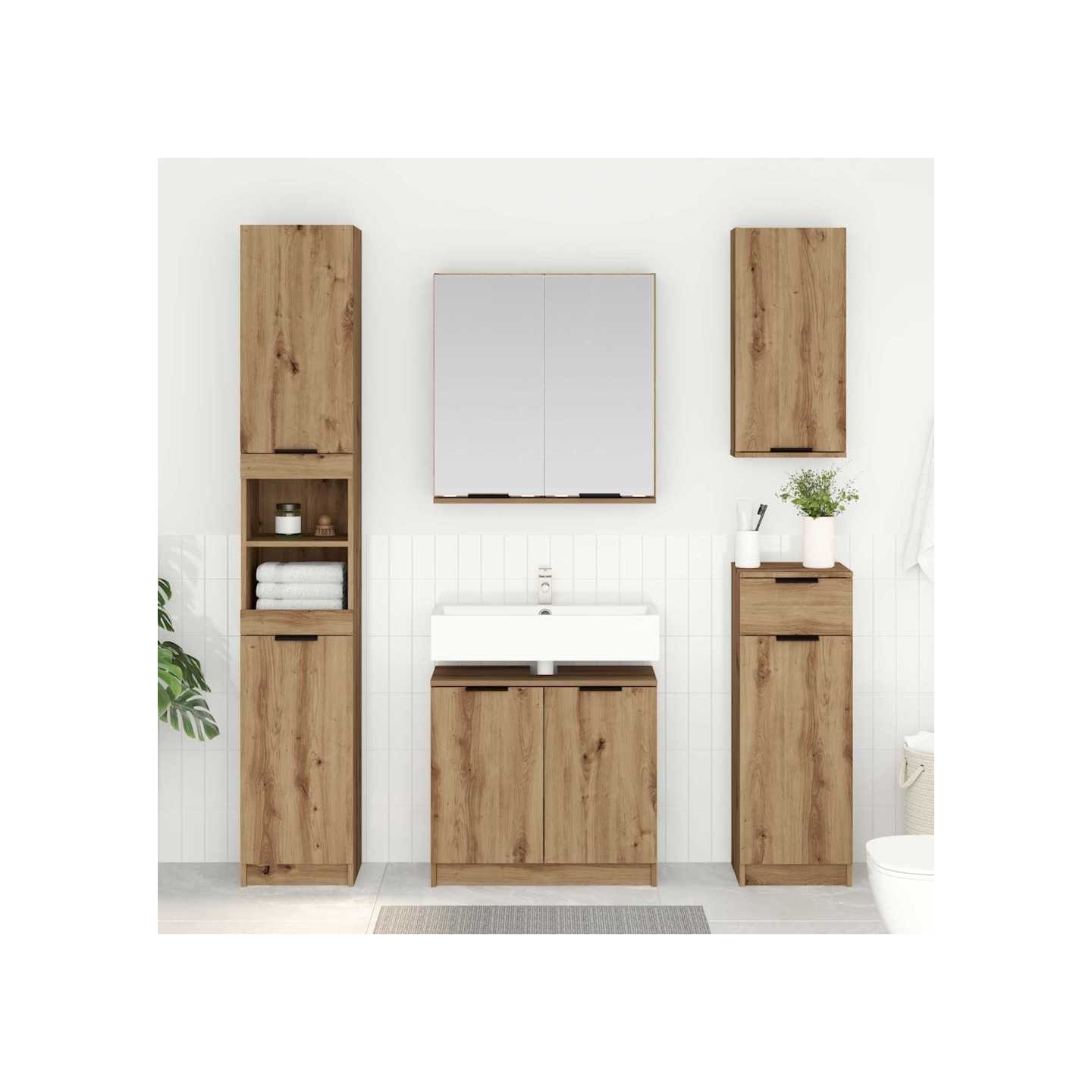 Ensemble de Meubles de Salle de Bain 3 pièces Chêne artisanal