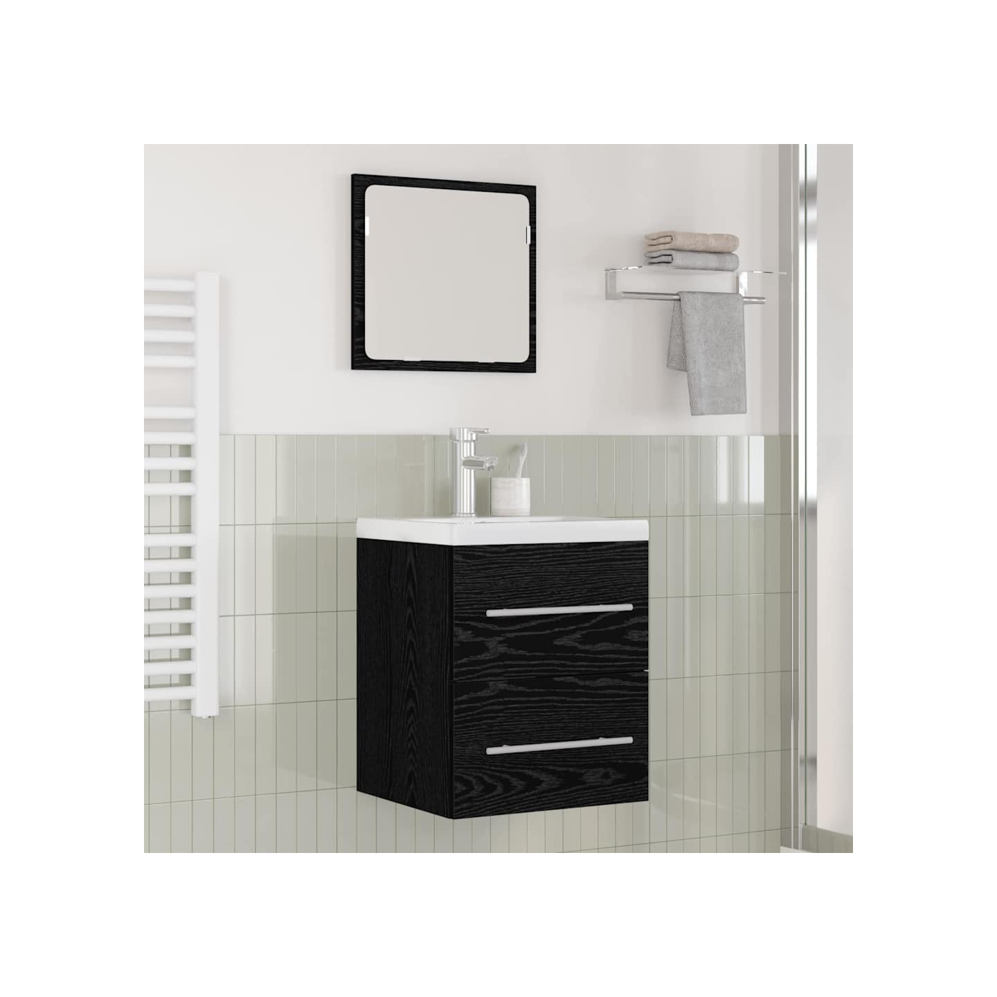 Meuble de Lavabo de Salle de Bain Chêne noir 41 x 38,5 x 48 cm