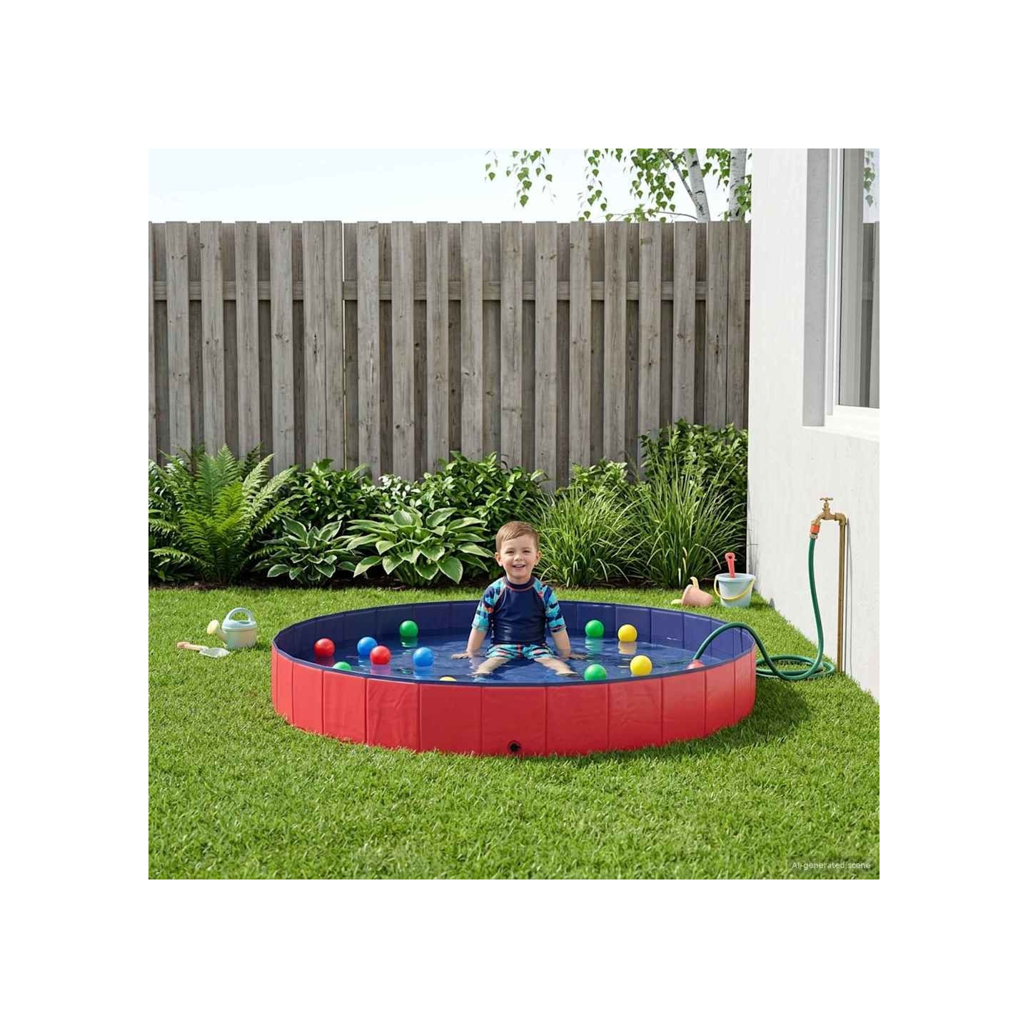 Piscine pour enfants Ø300 x 38 cm Rond pour Enfant pour Rouge