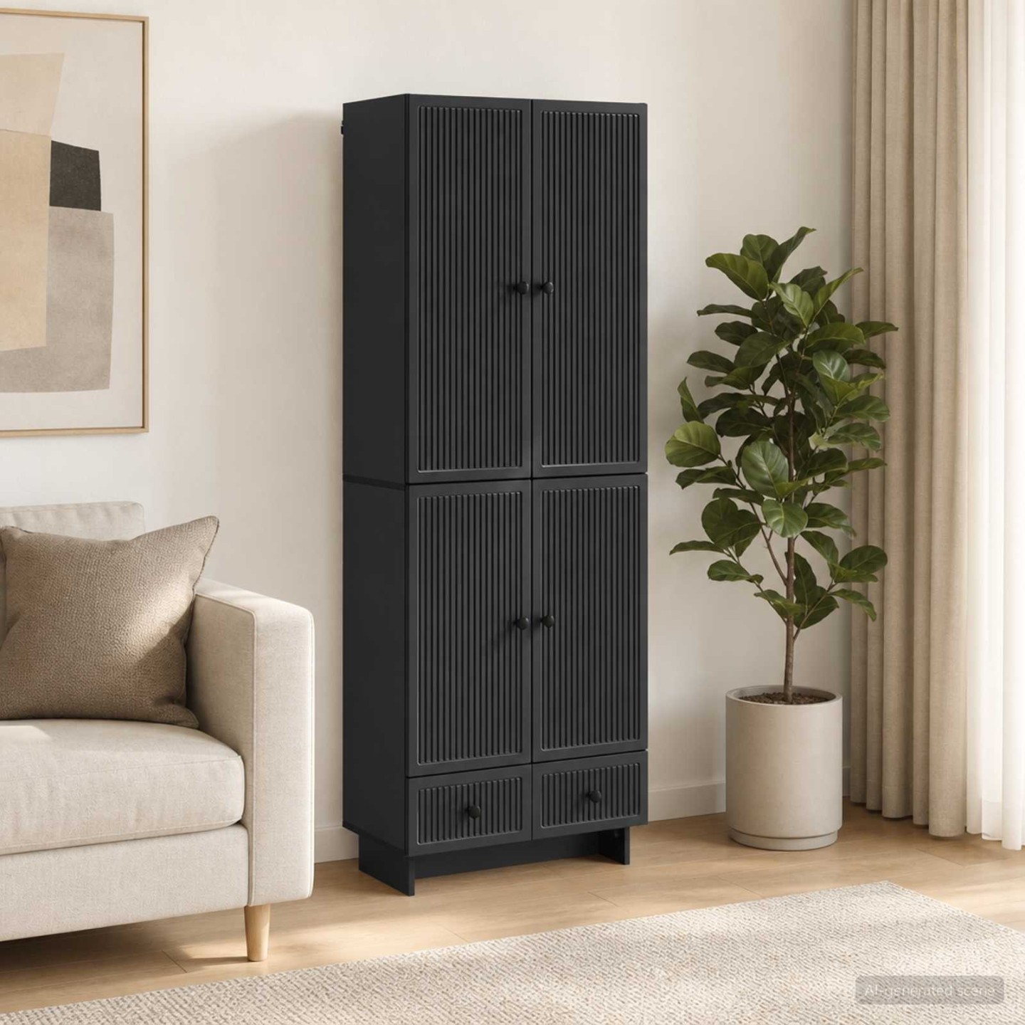 Ensemble de Meubles 2 pc Noir Bois d'ingénierie
