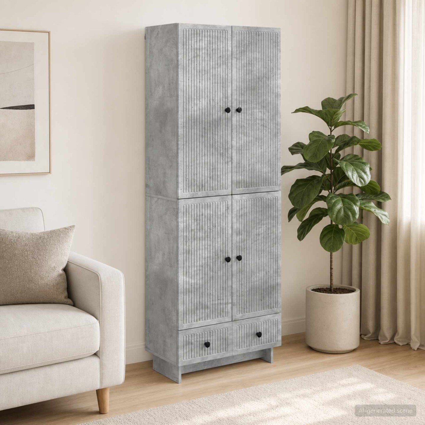 Ensemble de Meubles 2 pc Gris béton Bois d'ingénierie