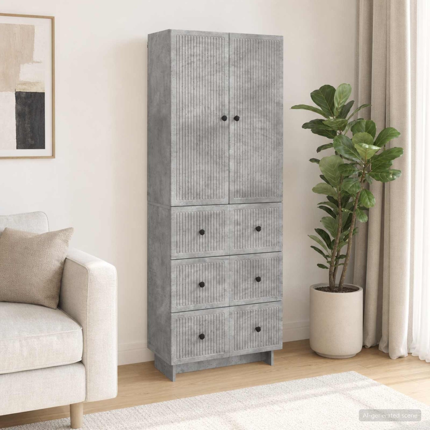 Ensemble de Meubles 2 pc Gris béton Bois d'ingénierie