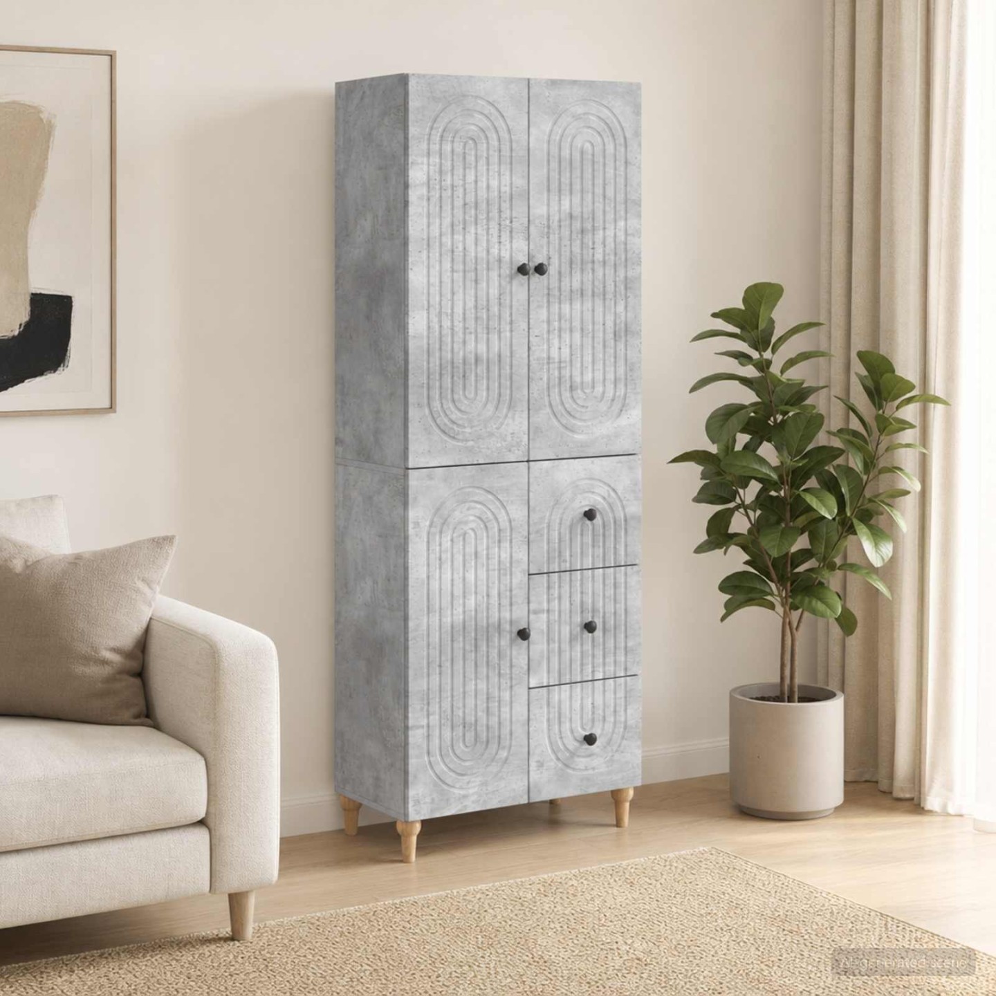 Ensemble de Meubles 2 pc Gris béton 66 x 34,5 x 90 cm