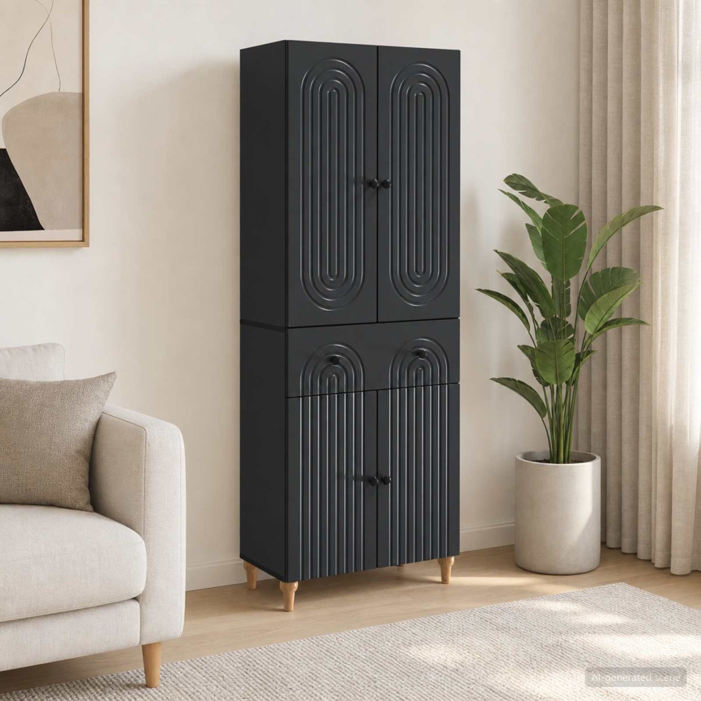 Ensemble de Meubles 2 pc Noir Bois d'ingénierie