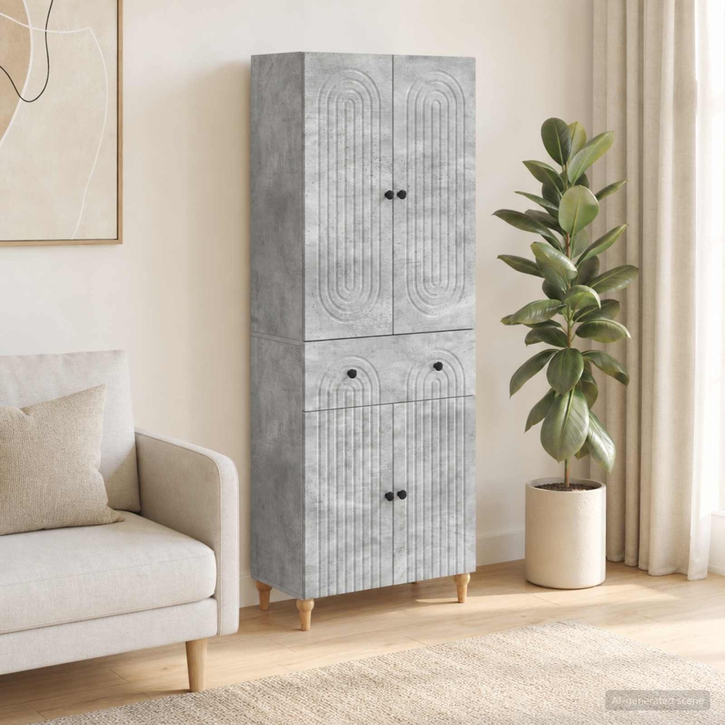 Ensemble de Meubles 2 pc Gris béton Bois d'ingénierie
