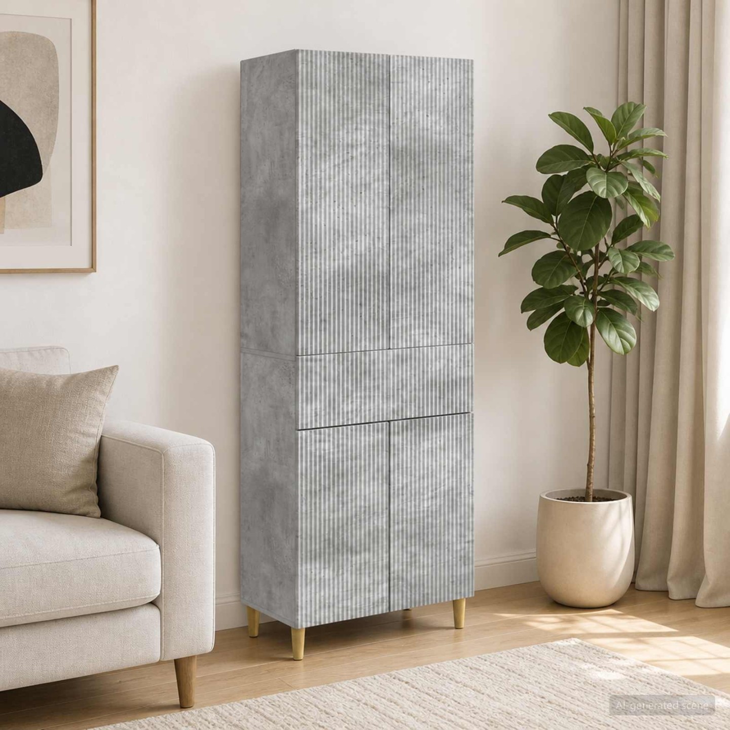Ensemble de Meubles 2 pc Gris béton Bois d'ingénierie