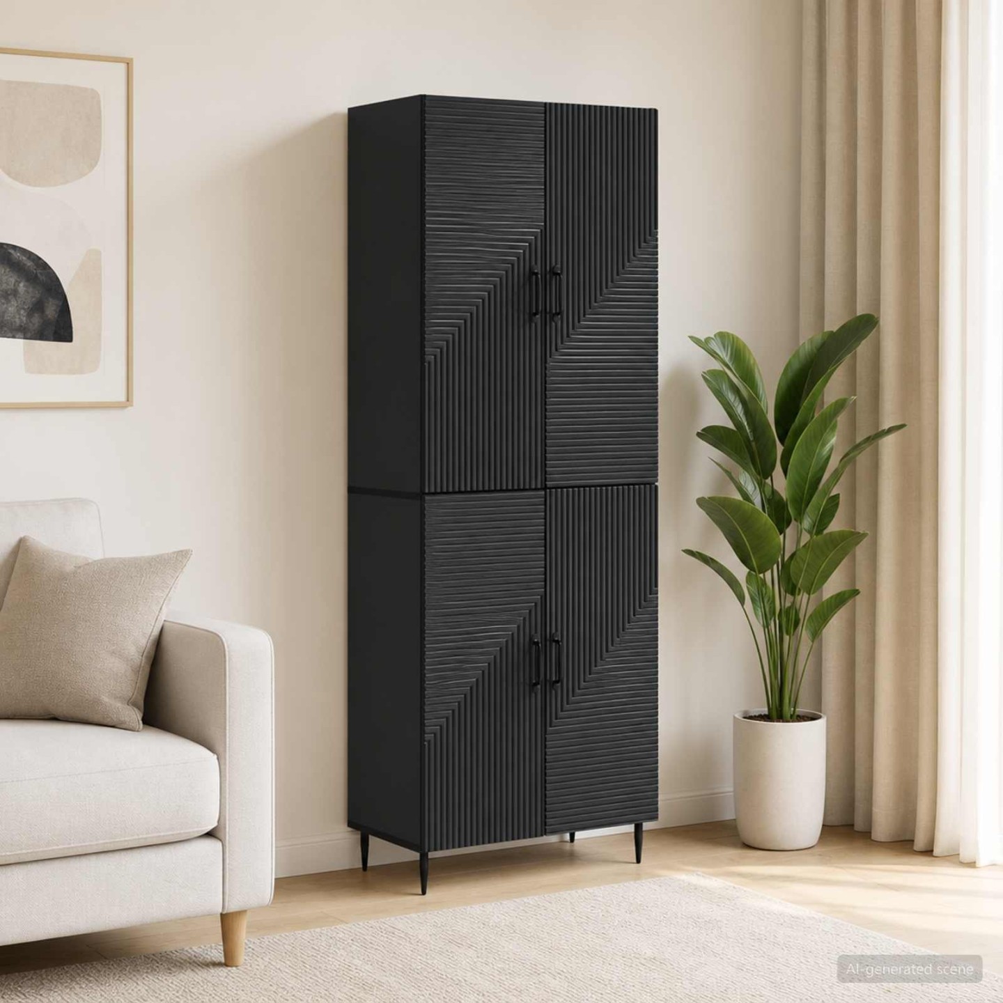 Ensemble de Meubles 2 pc Noir Bois d'ingénierie