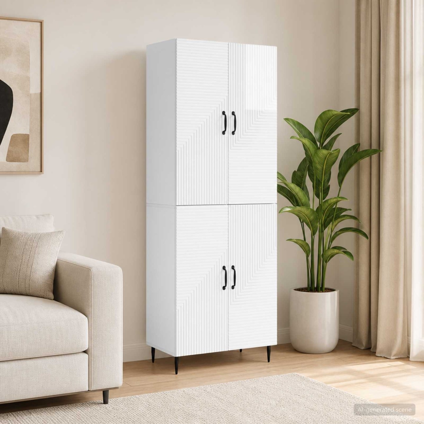 Ensemble de Meubles 2 pc Blanc brillant Bois d'ingénierie