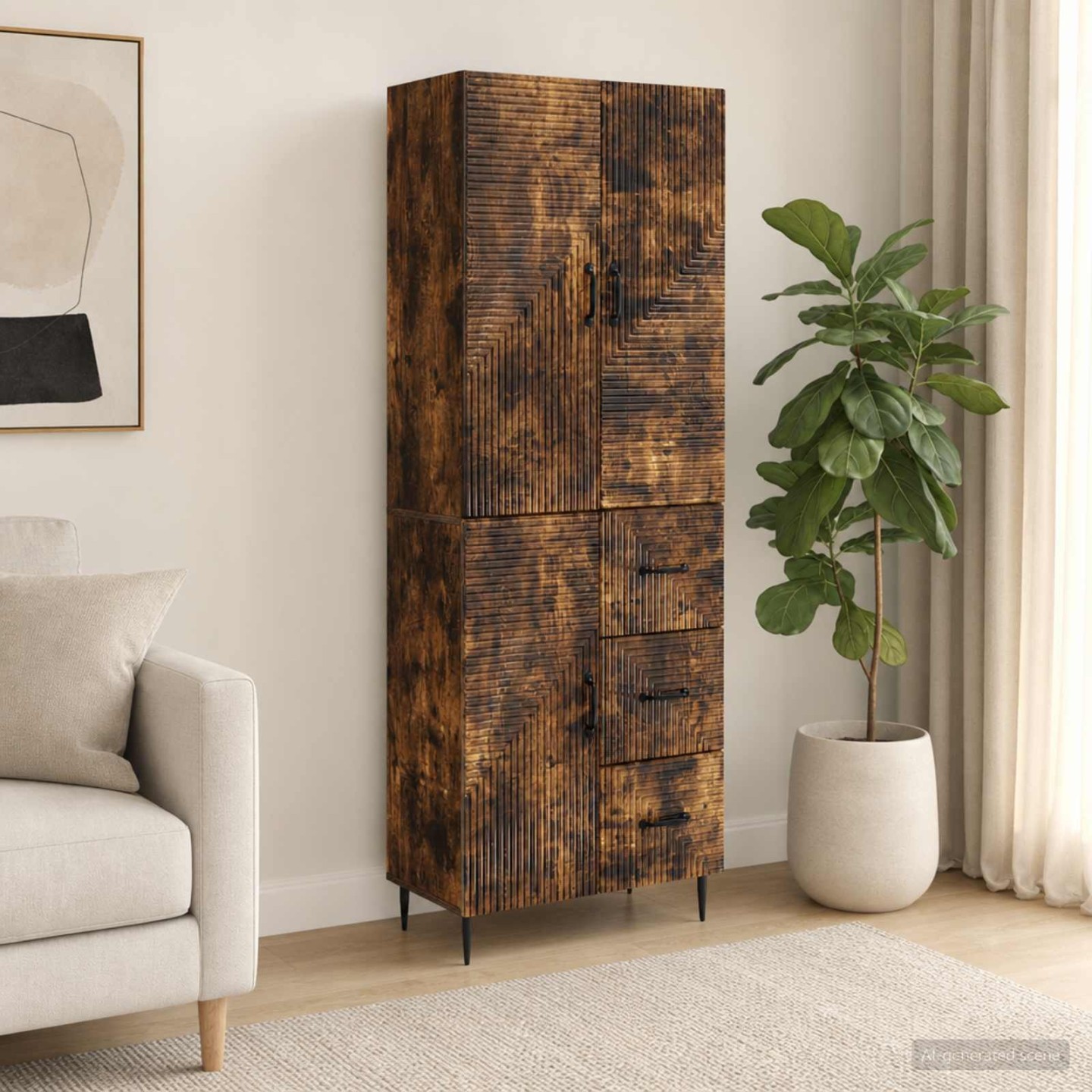 Ensemble de Meubles 2 pc Chêne fumé Bois d'ingénierie