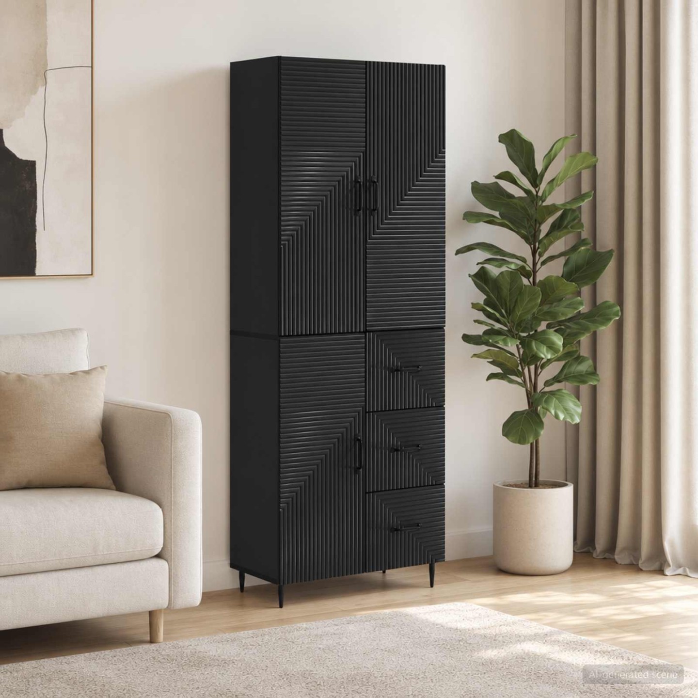 Ensemble de Meubles 2 pc Noir Bois d'ingénierie
