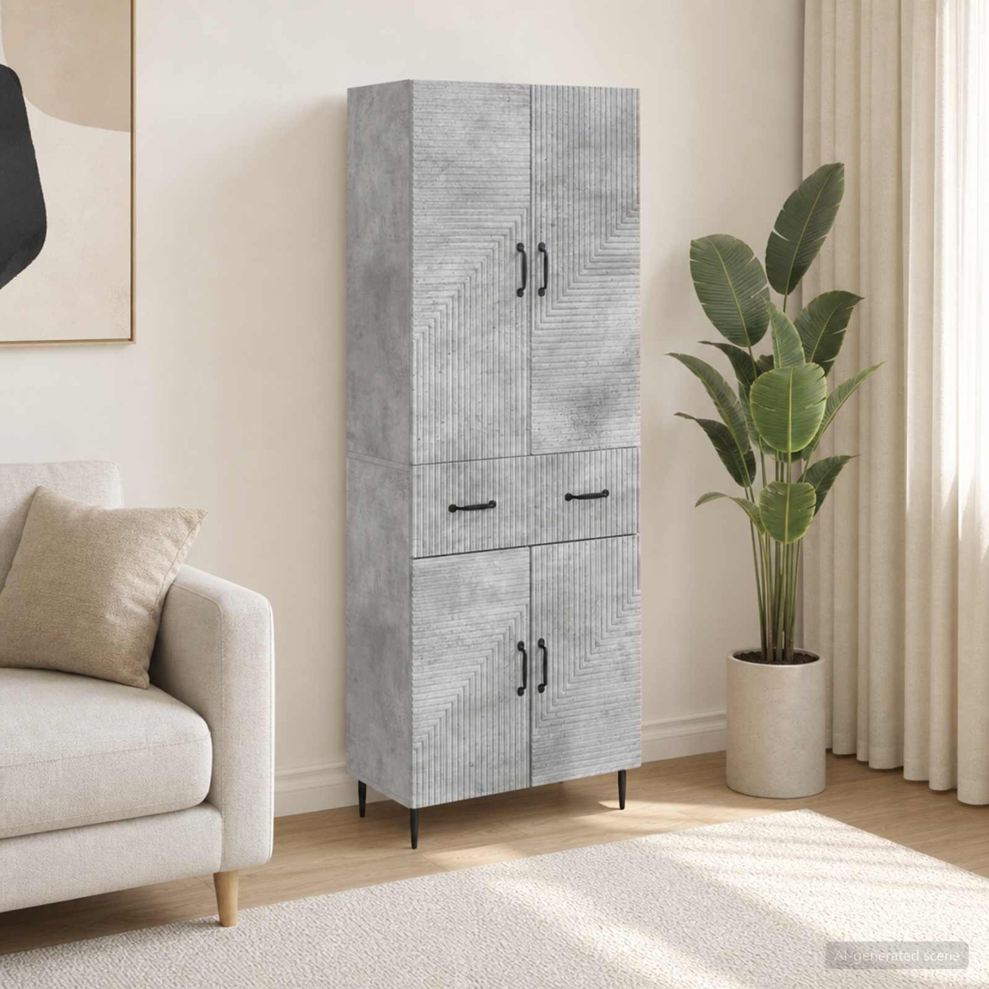 Ensemble de Meubles 2 pc Gris béton Bois d'ingénierie