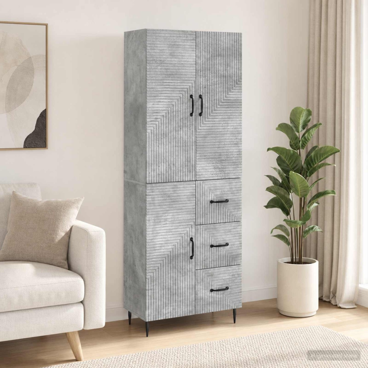 Ensemble de Meubles 2 pc Gris béton Bois d'ingénierie