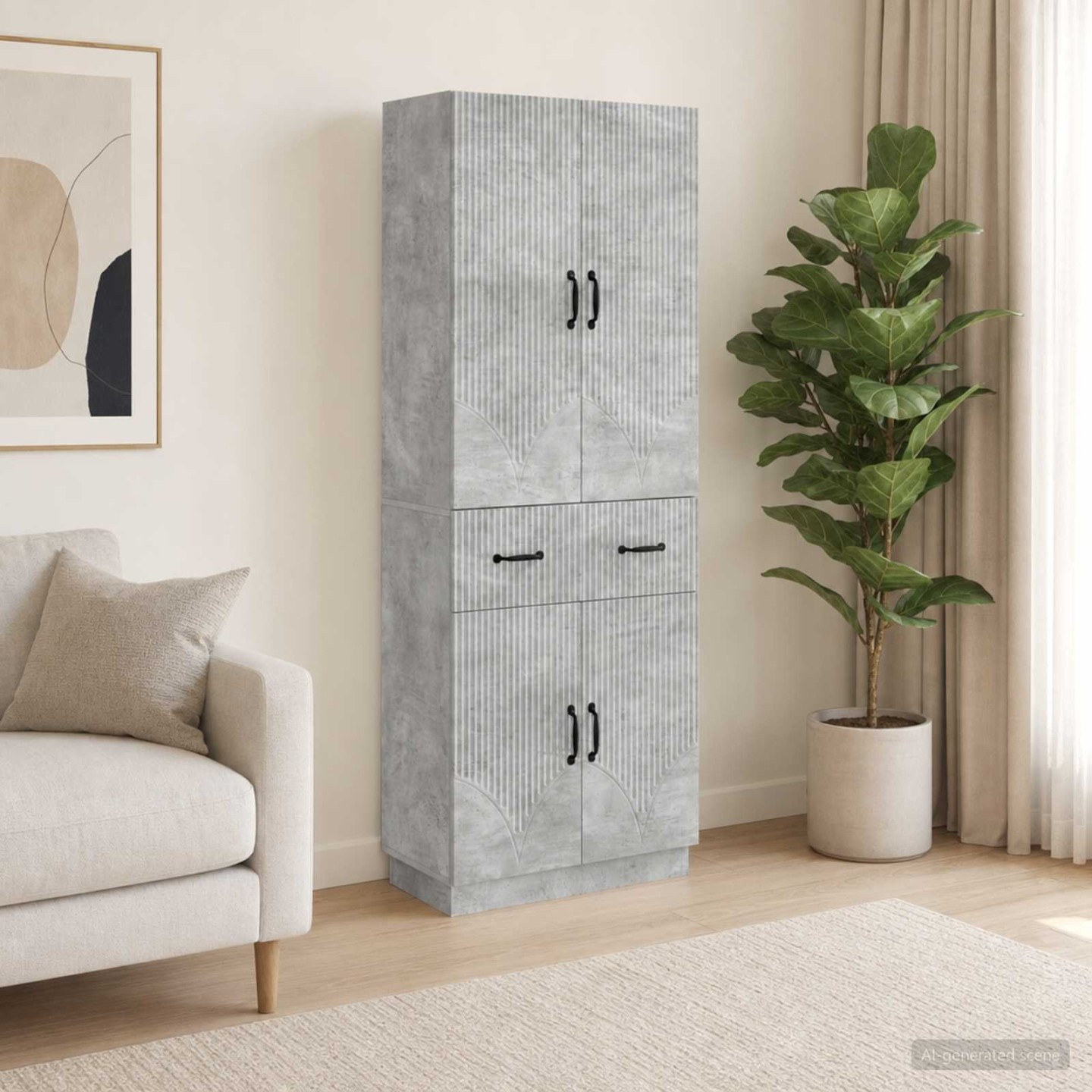 Ensemble de Meubles 2 pc Gris béton Bois d'ingénierie