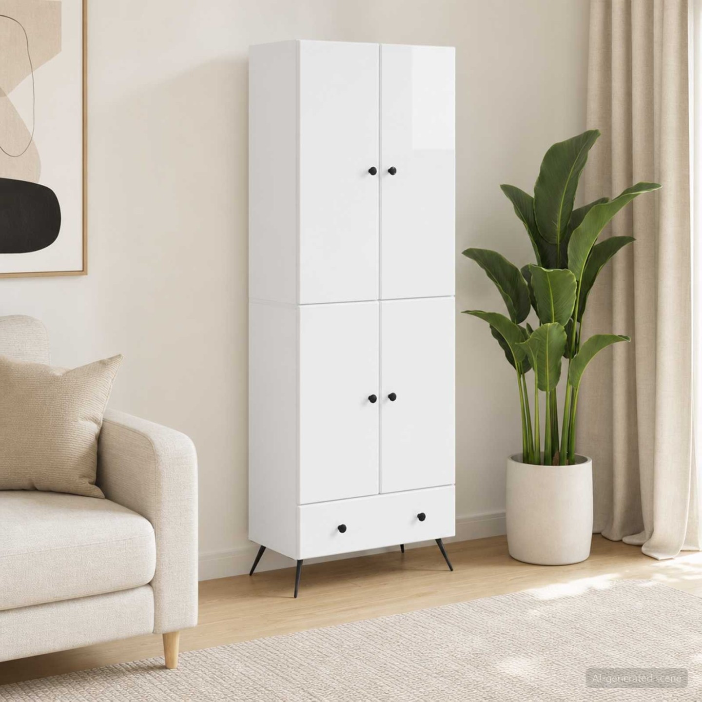 Ensemble de Meubles 2 pc Blanc brillant Bois d'ingénierie